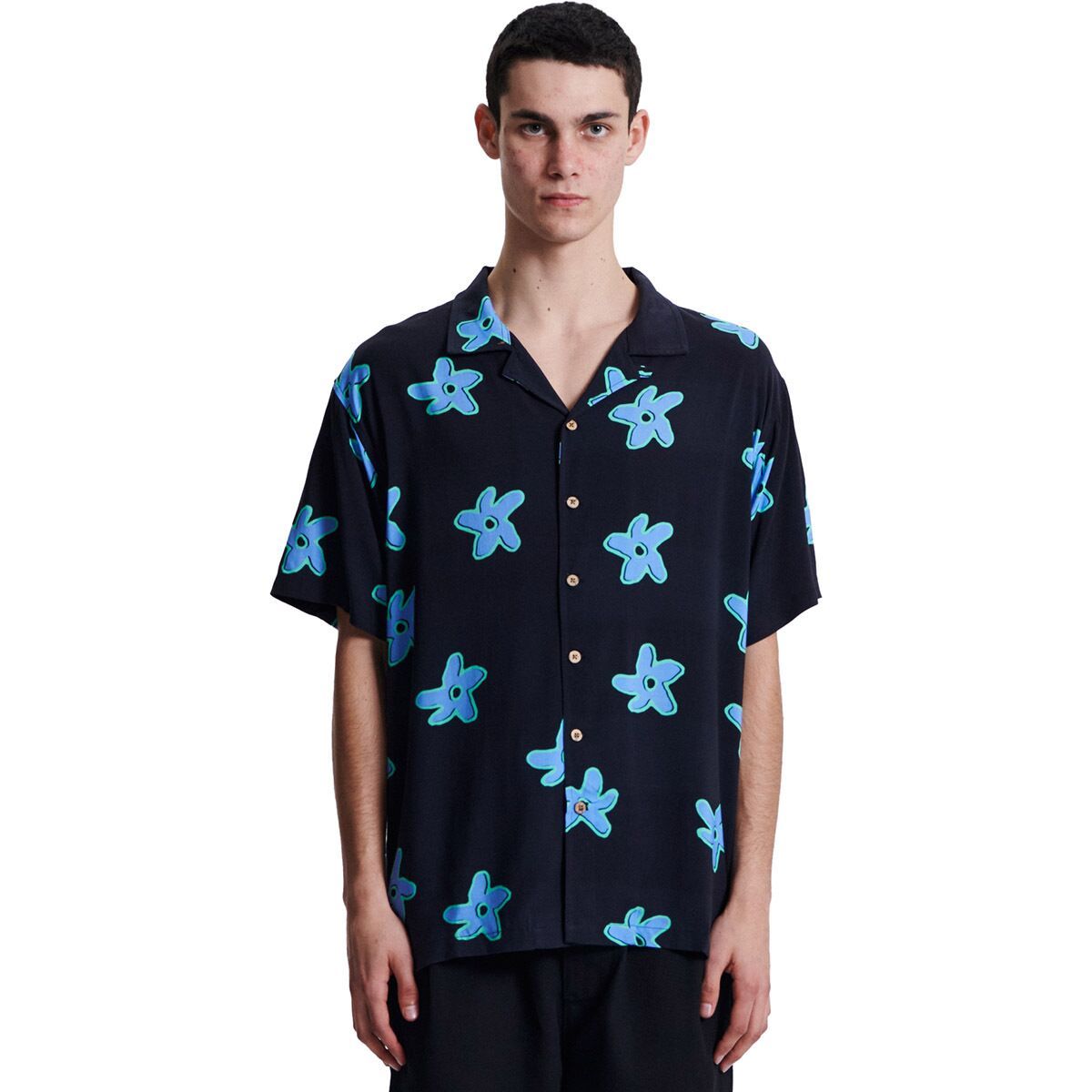 Image of The Critical Slide Society Seeker Short-Sleeve Resort Shirt - Men's Black, S