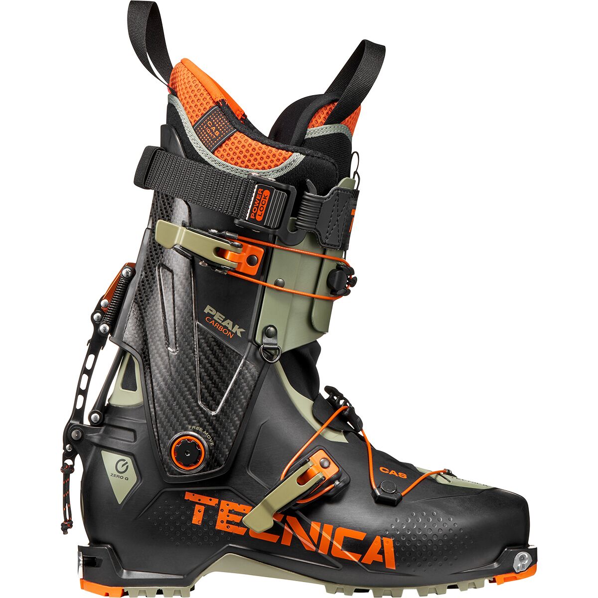 Image of Tecnica Zero G Peak Carbon Ski Boot - 2027 Black / Camp Green, 26.5