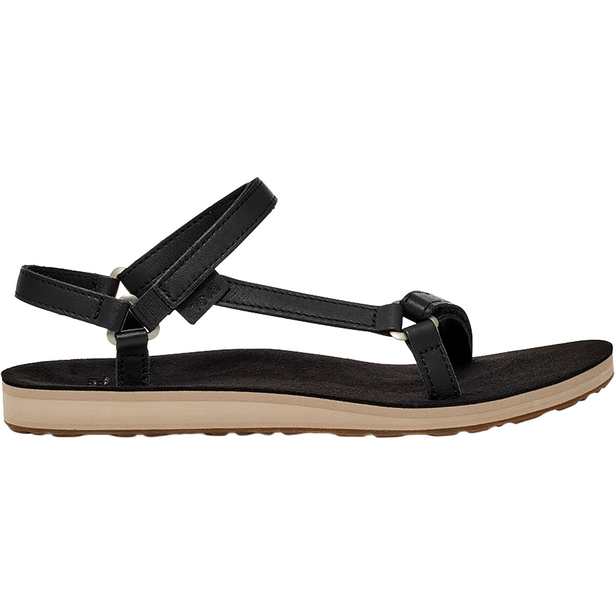 Image of Teva Original Universal Slim Leather Sandal - Women's Black/Tan, 6.0