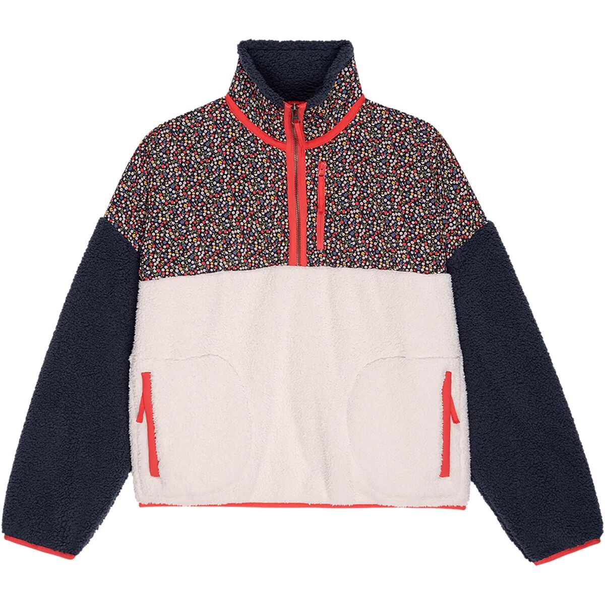 Image of The Great Outdoors The Plush Colorblock Terrain 1/2-Zip Jacket - Women's Mountain View Floral / Chalk, XL