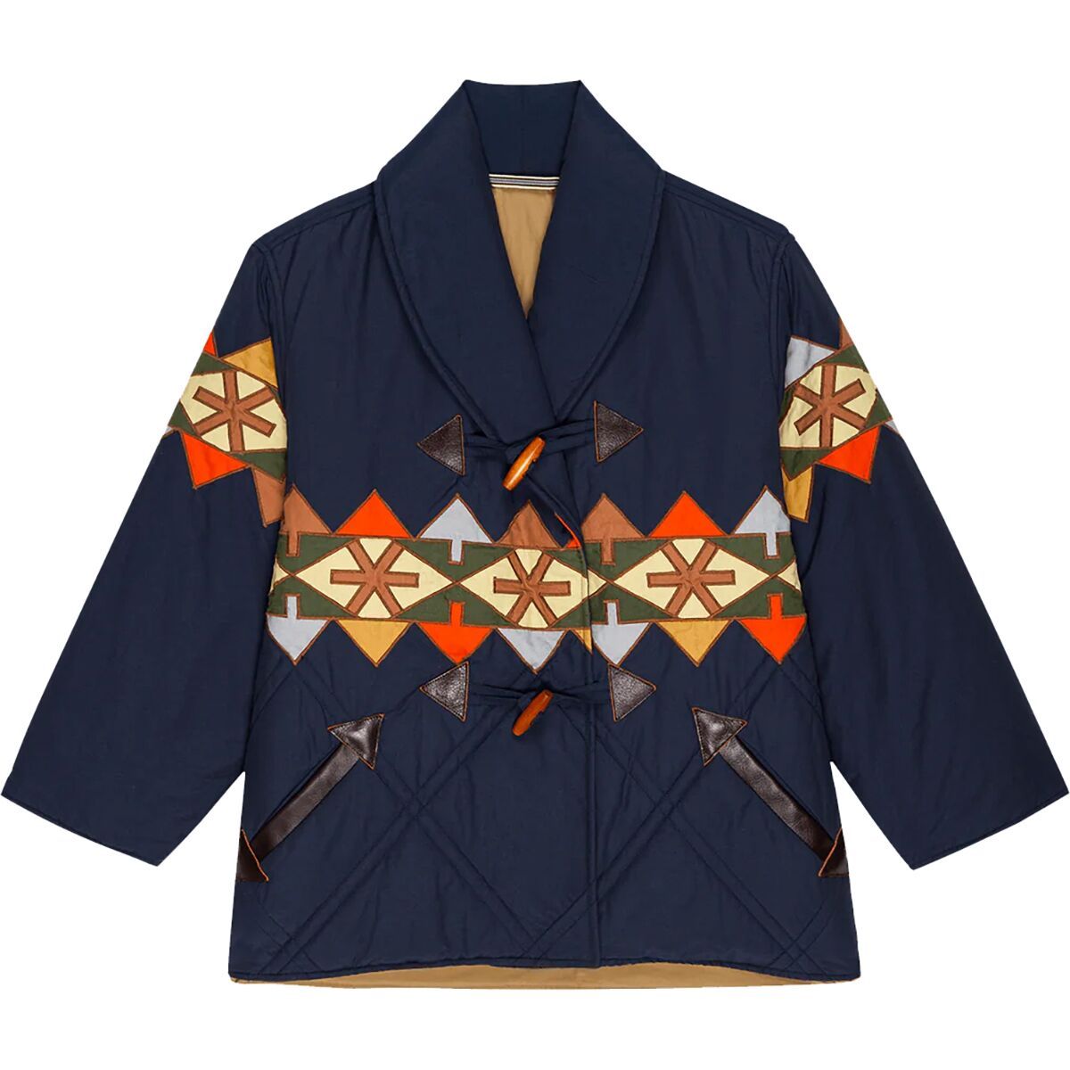 Image of The Great Outdoors The Cropped Wanderer Puffer - Women's Midnight Patchwork, M