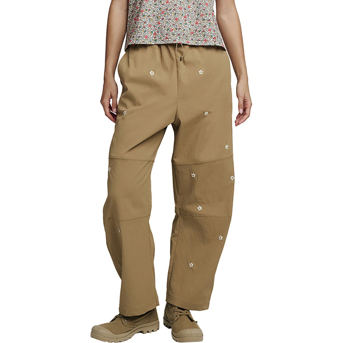 Image of The Great Outdoors The Embroidered Outpost Pant - Women's Khaki / Daisy Embroidery, XL