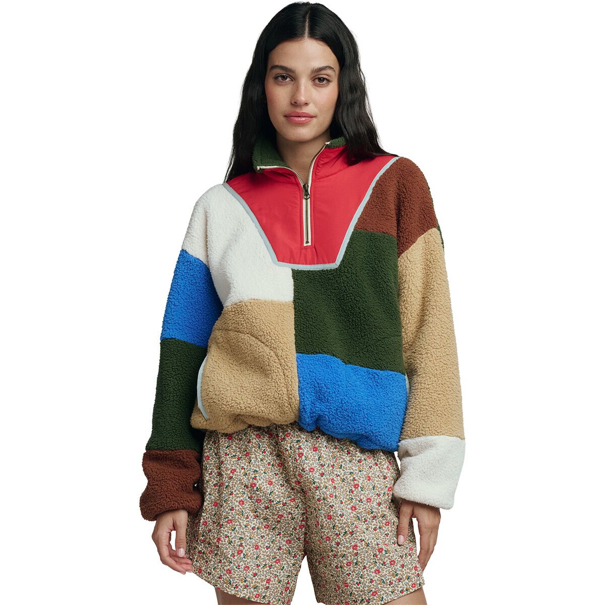 Image of The Great Outdoors The Plush Color Block Sierra Pullover - Women's Canyon Multi, L