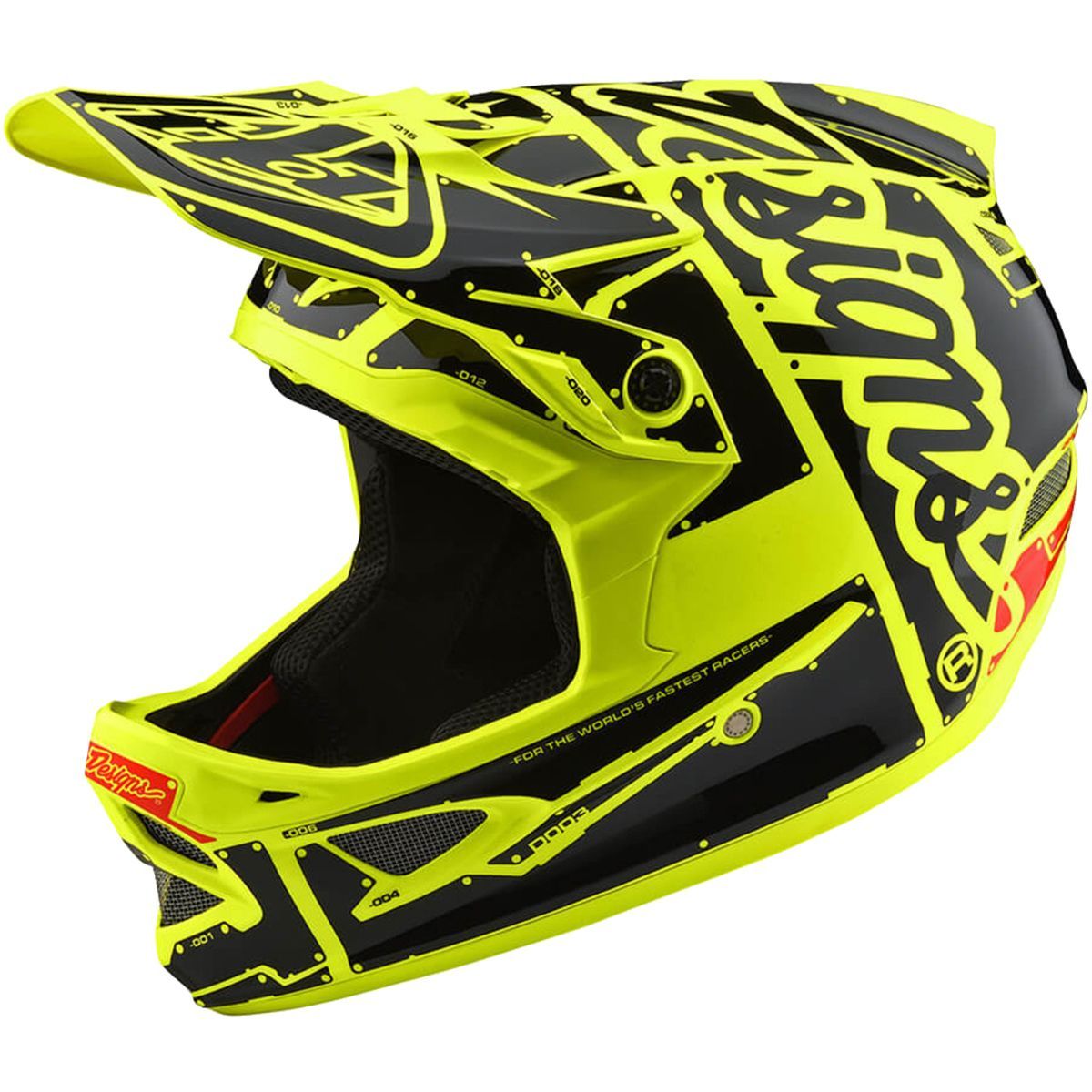 Troy Lee Designs D3 Fiberlite Helmet Factory Flo Yellow, XS