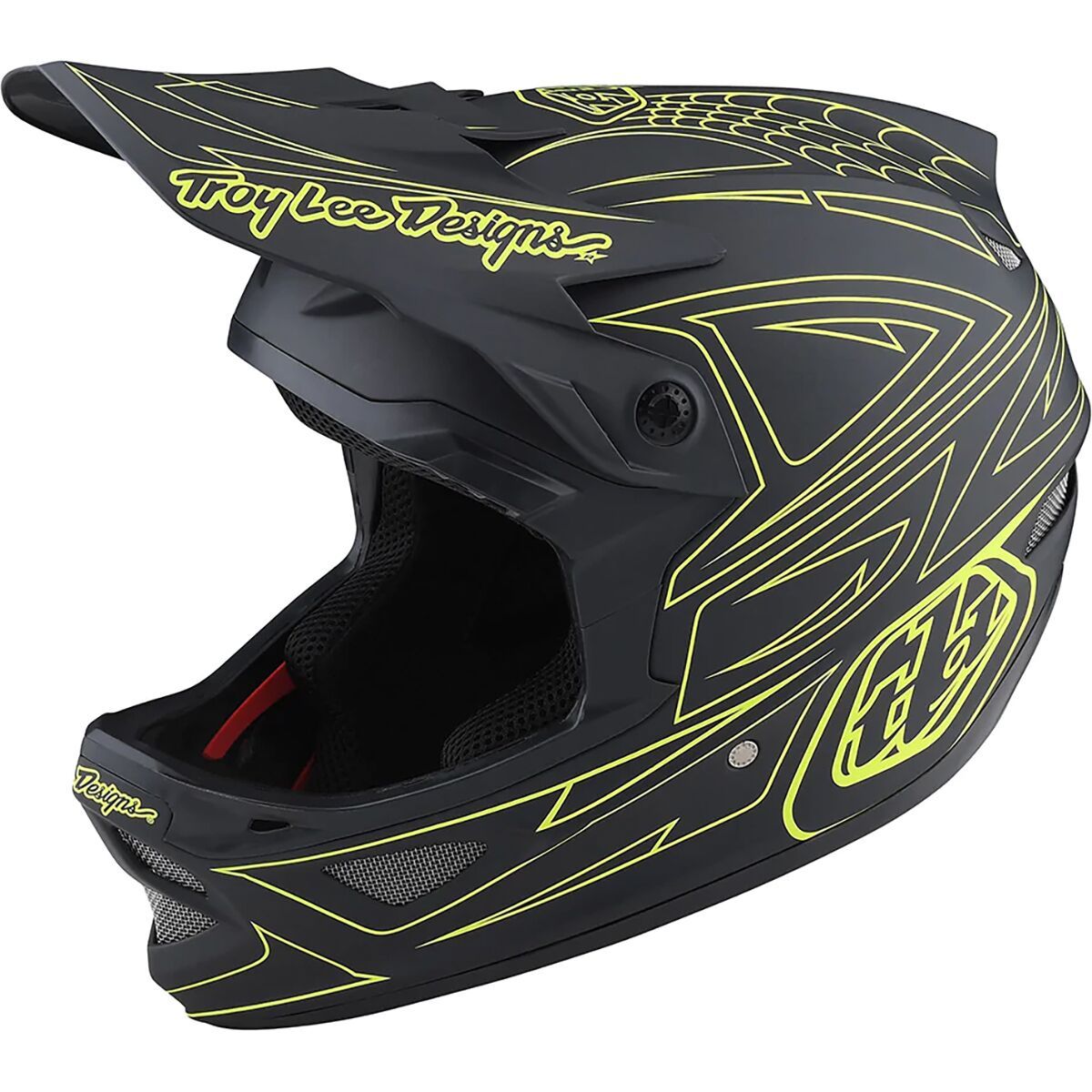 Troy Lee Designs D3 Fiberlite Helmet Spider Stripe Gray/Green, XS