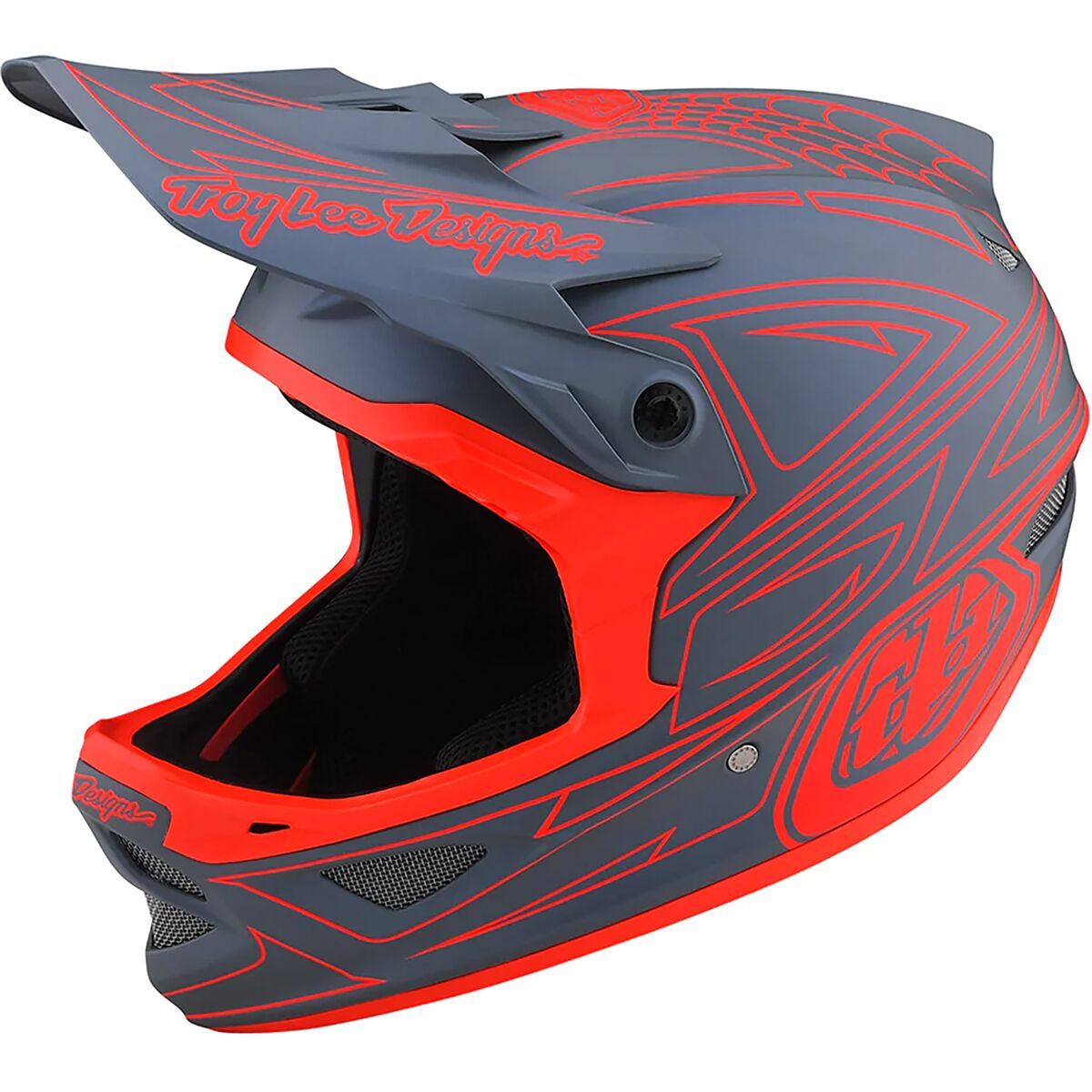 Troy Lee Designs D3 Fiberlite Helmet Spider Stripe Gray/Red, XS