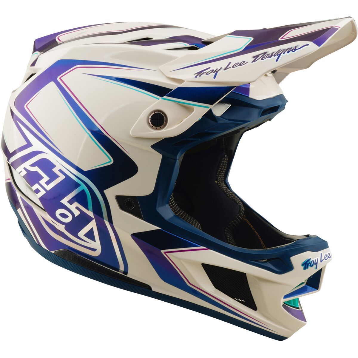 Image of Troy Lee Designs D4 Composite Mips Helmet Flared White/Indigo, M