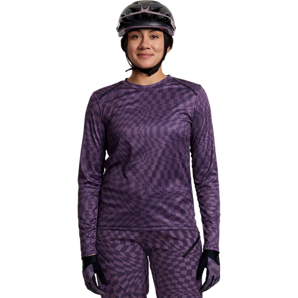 Image of Troy Lee Designs Lilium Long-Sleeve Jersey - Women's Twisted Checkers Deep Purple, M