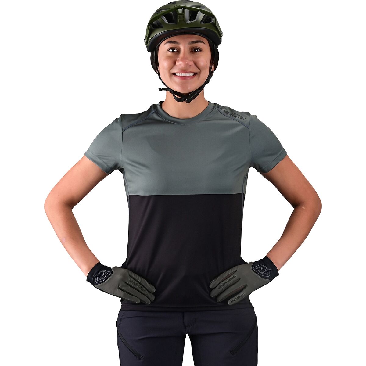 Image of Troy Lee Designs Lilium Short-Sleeve Jersey - Women's Block Green/Black, XL