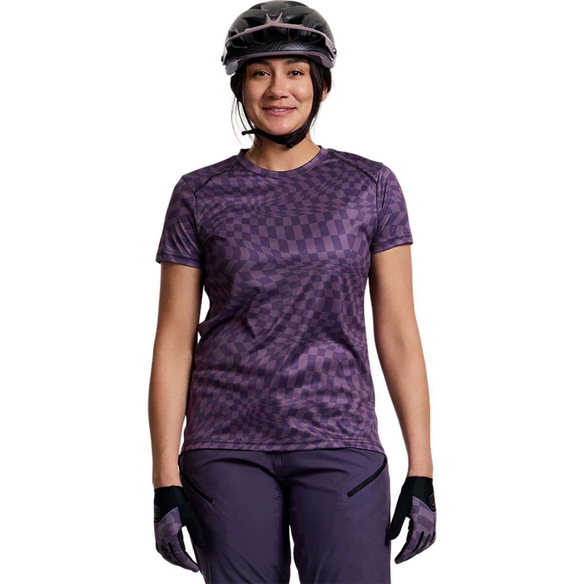 Image of Troy Lee Designs Lilium Short-Sleeve Jersey - Women's Twisted Checkers Deep Purple, S