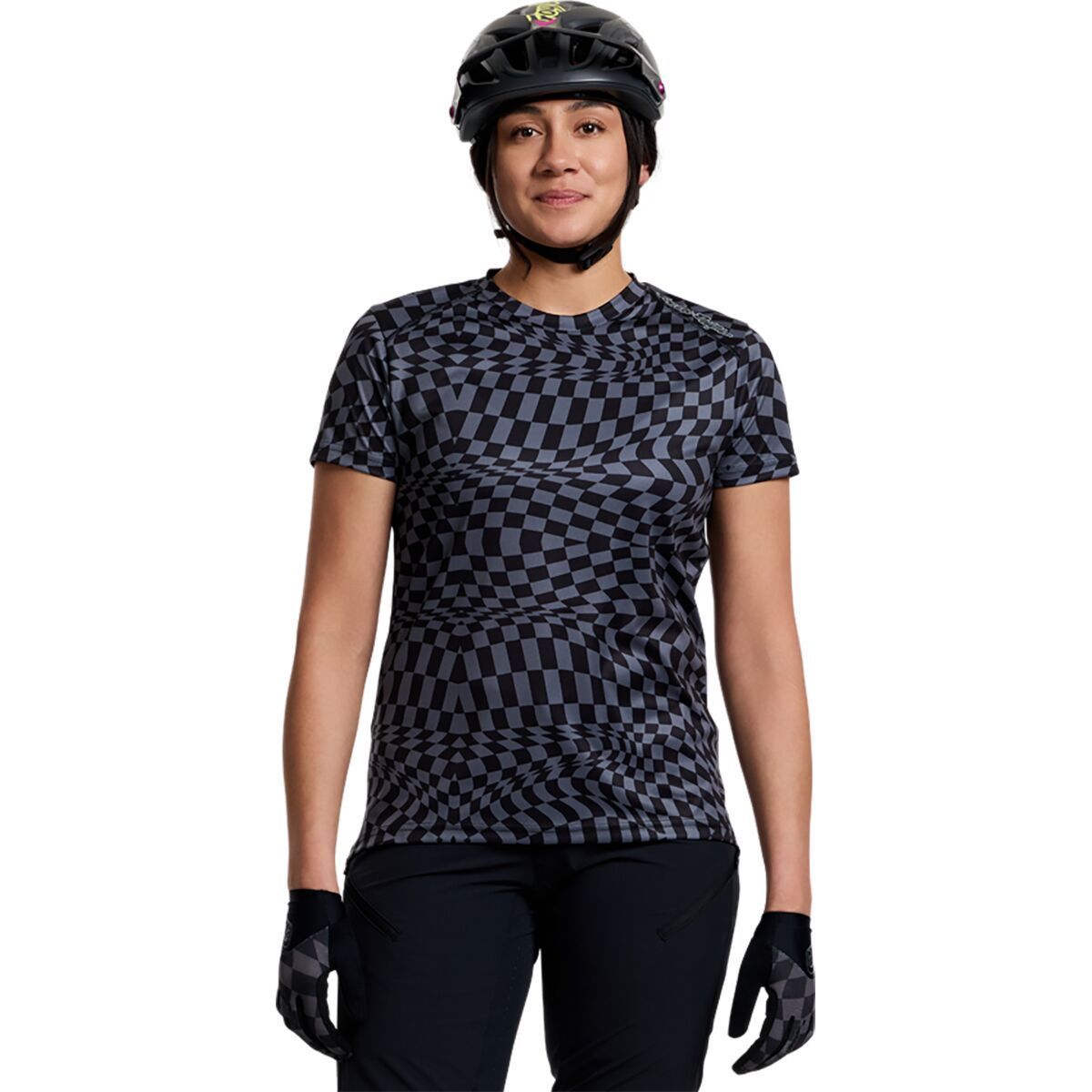 Image of Troy Lee Designs Lilium Short-Sleeve Jersey - Women's Twisted Checkers Black, M