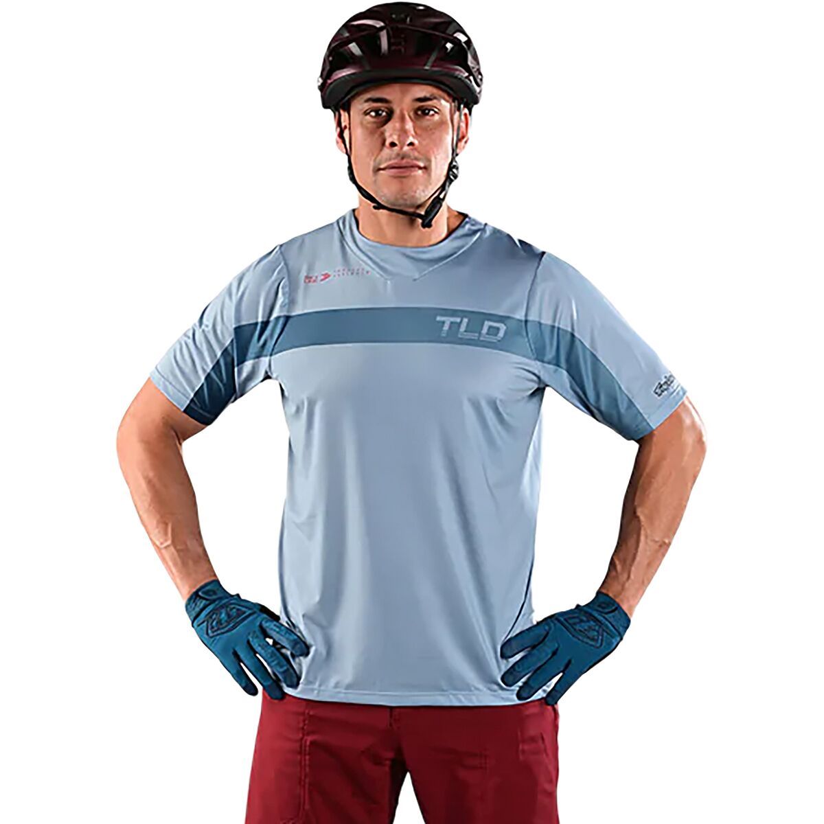 Troy Lee Designs Skyline Short-Sleeve Jersey - Men's Jet Fuel Ice Blue/Red, S
