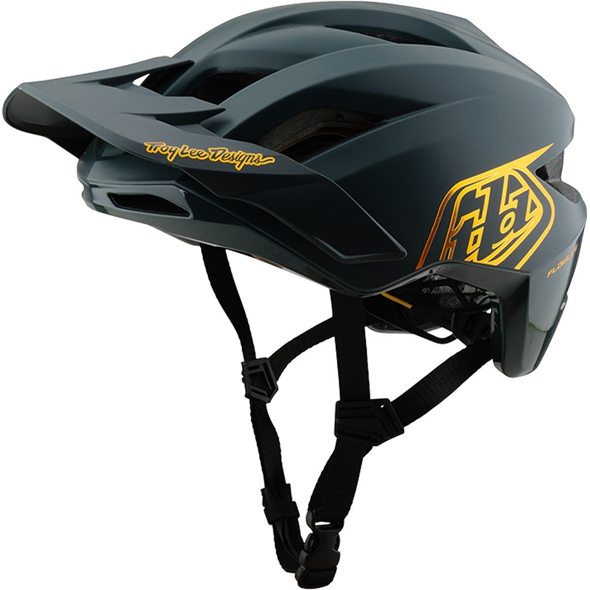 Image of Troy Lee Designs Flowline Helmet - Kids' Point Gray/Gold, One Size