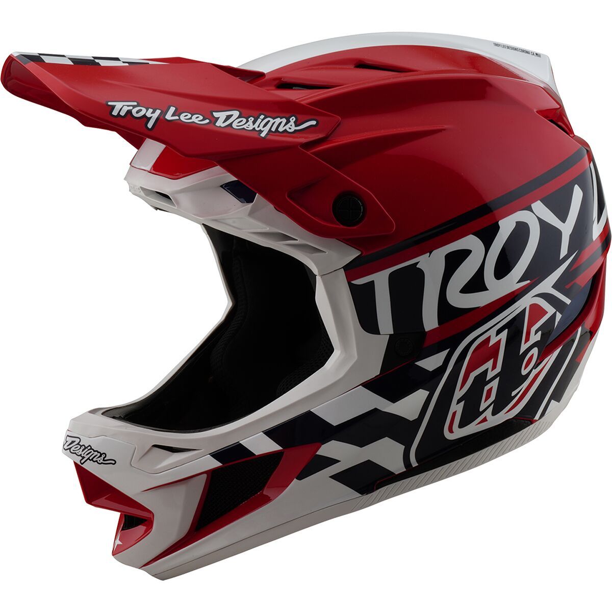 Image of Troy Lee Designs D4 Polyacrylite Helmet Fifty-50 White/Red, S