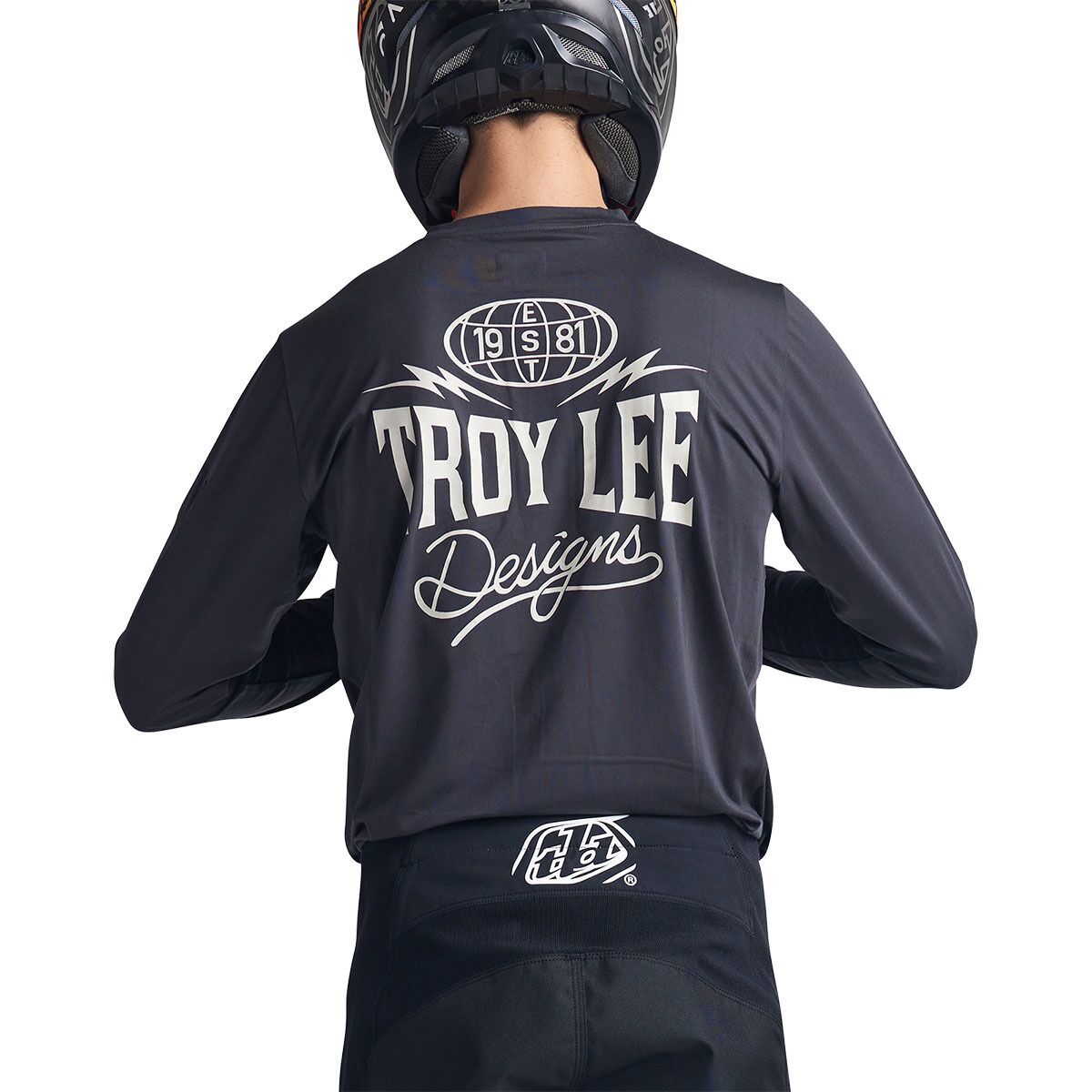 Troy Lee Designs Ruckus Long-Sleeve Ride T-Shirt - Men's Bolts Carbon, XXL