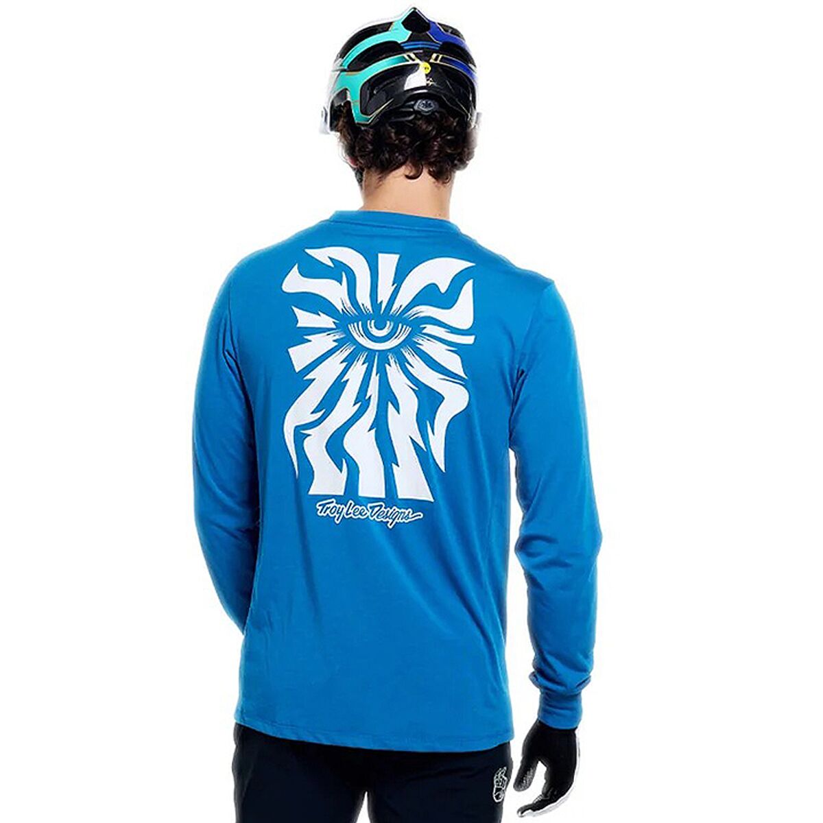 Image of Troy Lee Designs Skyline Long-Sleeve Ride T-Shirt - Men's One Eye Aero Blue, XL