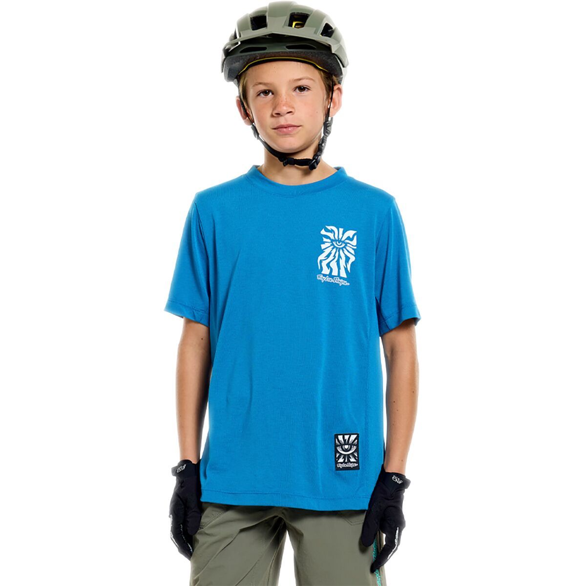 Image of Troy Lee Designs Skyline Ride Short Sleeve T-Shirt - Kids' One Eye Aero Blue, M