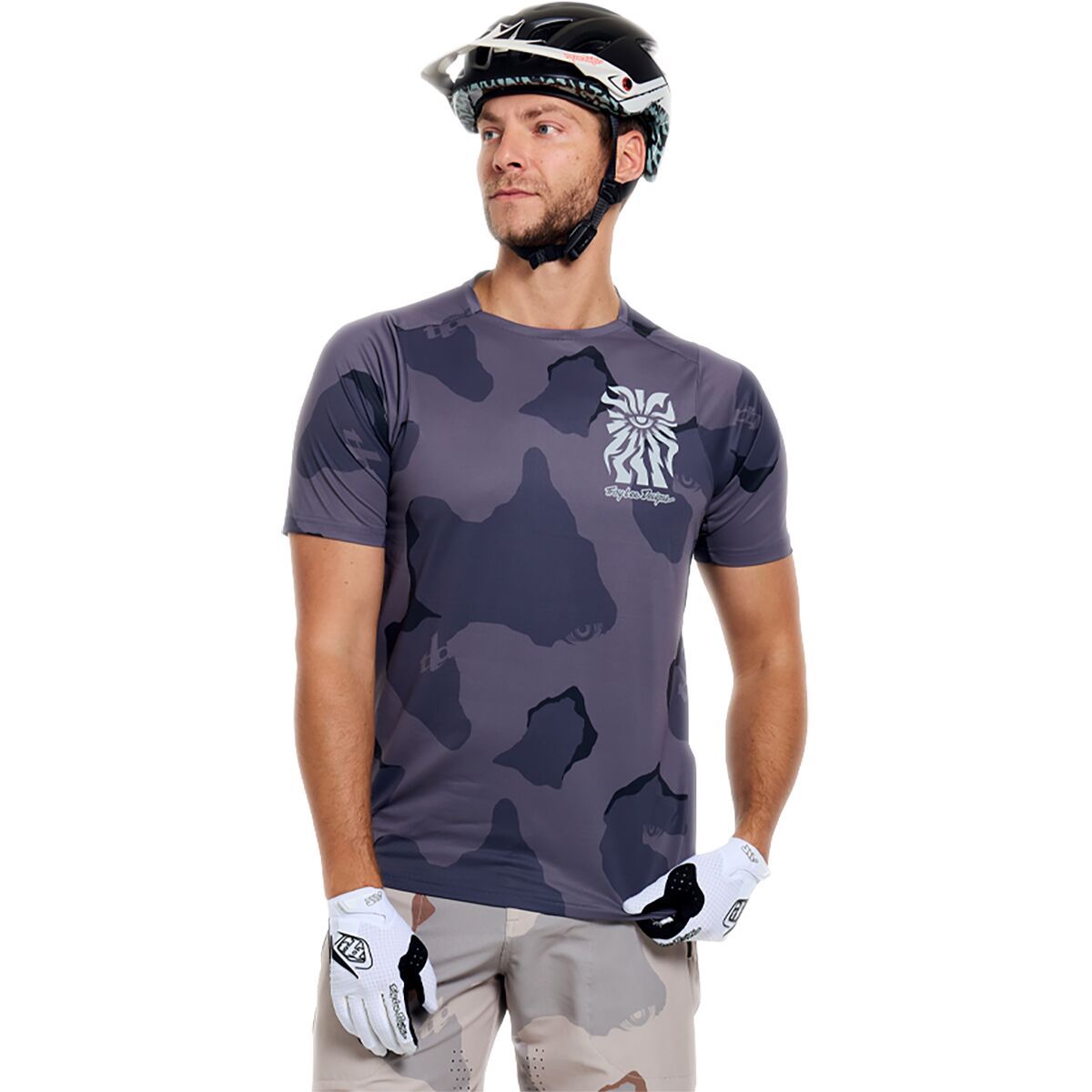 Image of Troy Lee Designs Skyline Pro Short-Sleeve Jersey - Men's Flow Camo Carbon, M