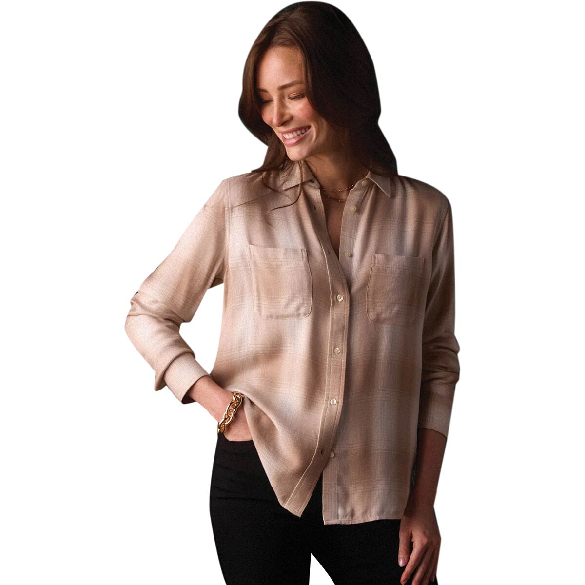 Image of The Normal Brand Harper Button Up - Women's Cream Plaid, XS