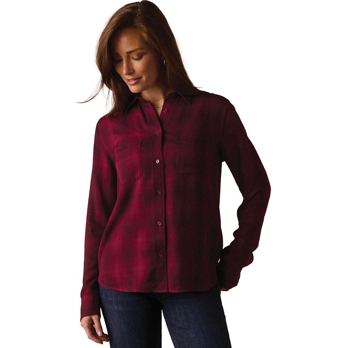 Image of The Normal Brand Harper Button Up - Women's Fig Plaid, XS