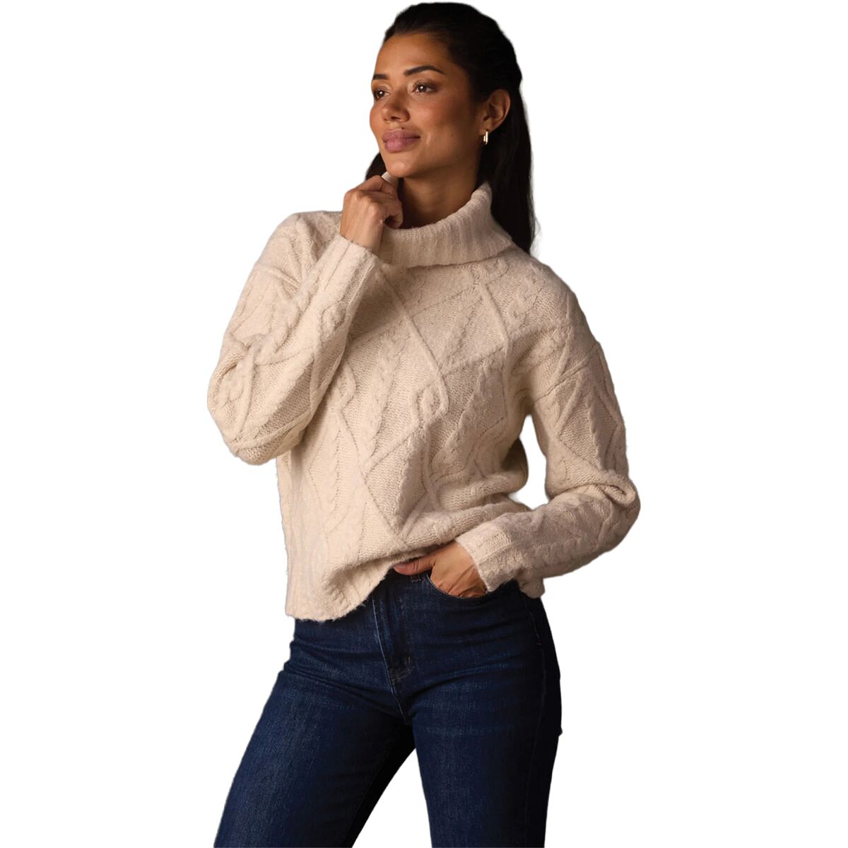 Image of The Normal Brand Monterosa Cable Knit Sweater - Women's Cream, XL