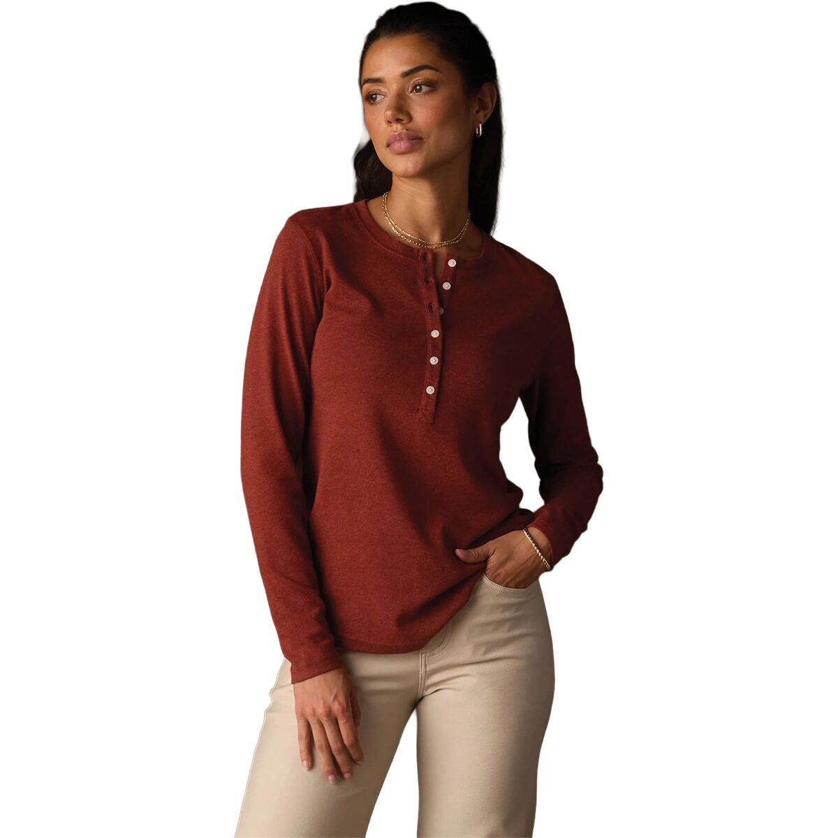 Image of The Normal Brand Puremeso Henley - Women's Terracotta, S