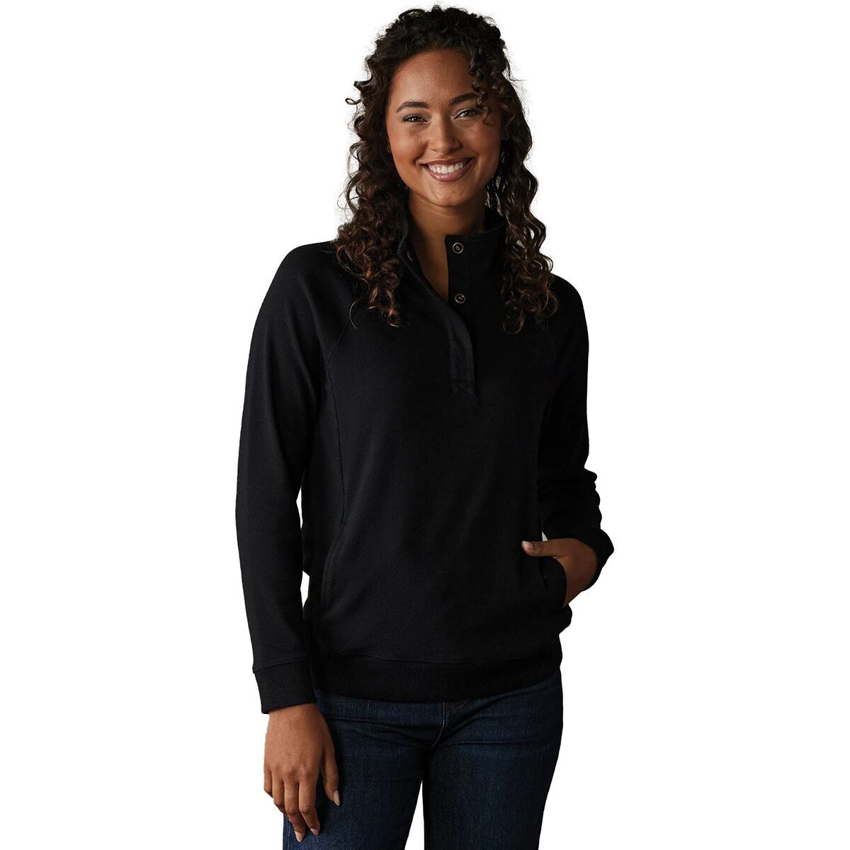 Image of The Normal Brand Puremeso Weekend Snap Pullover - Women's Black, S