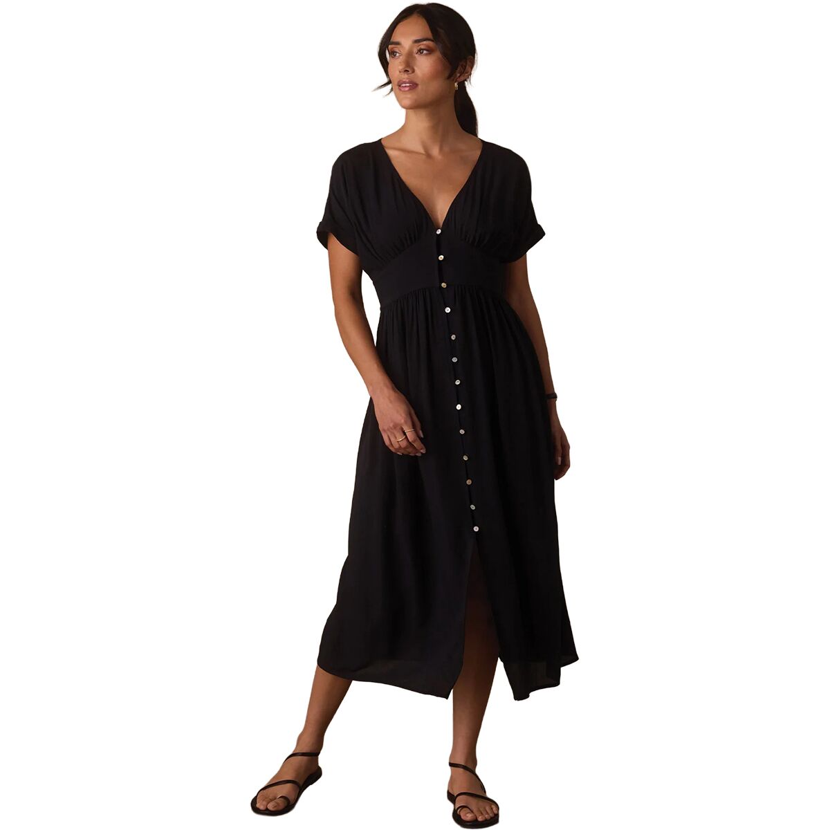 Image of The Normal Brand Aria Crepe Midi Dress - Women's Black, M