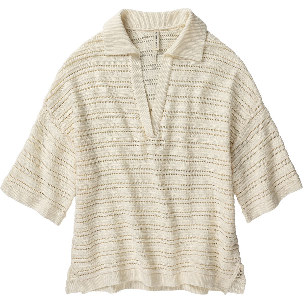 Image of The Normal Brand Emma Openwork Short-Sleeve Polo Shirt - Women's Cream, L