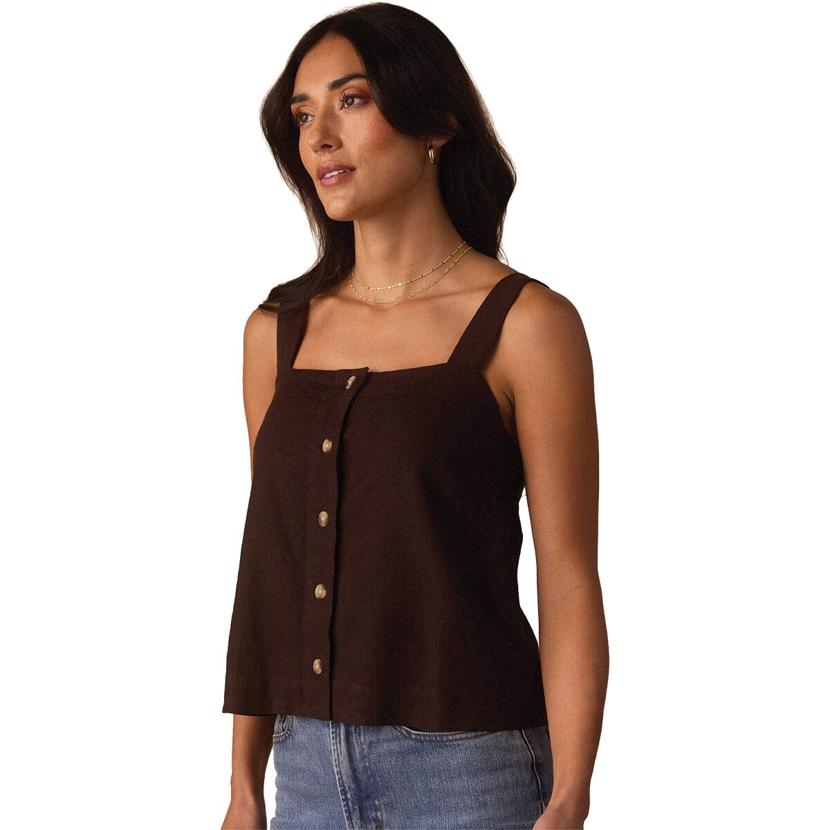 Image of The Normal Brand Leukos Linen Blend Tank Top - Women's Umber, XS