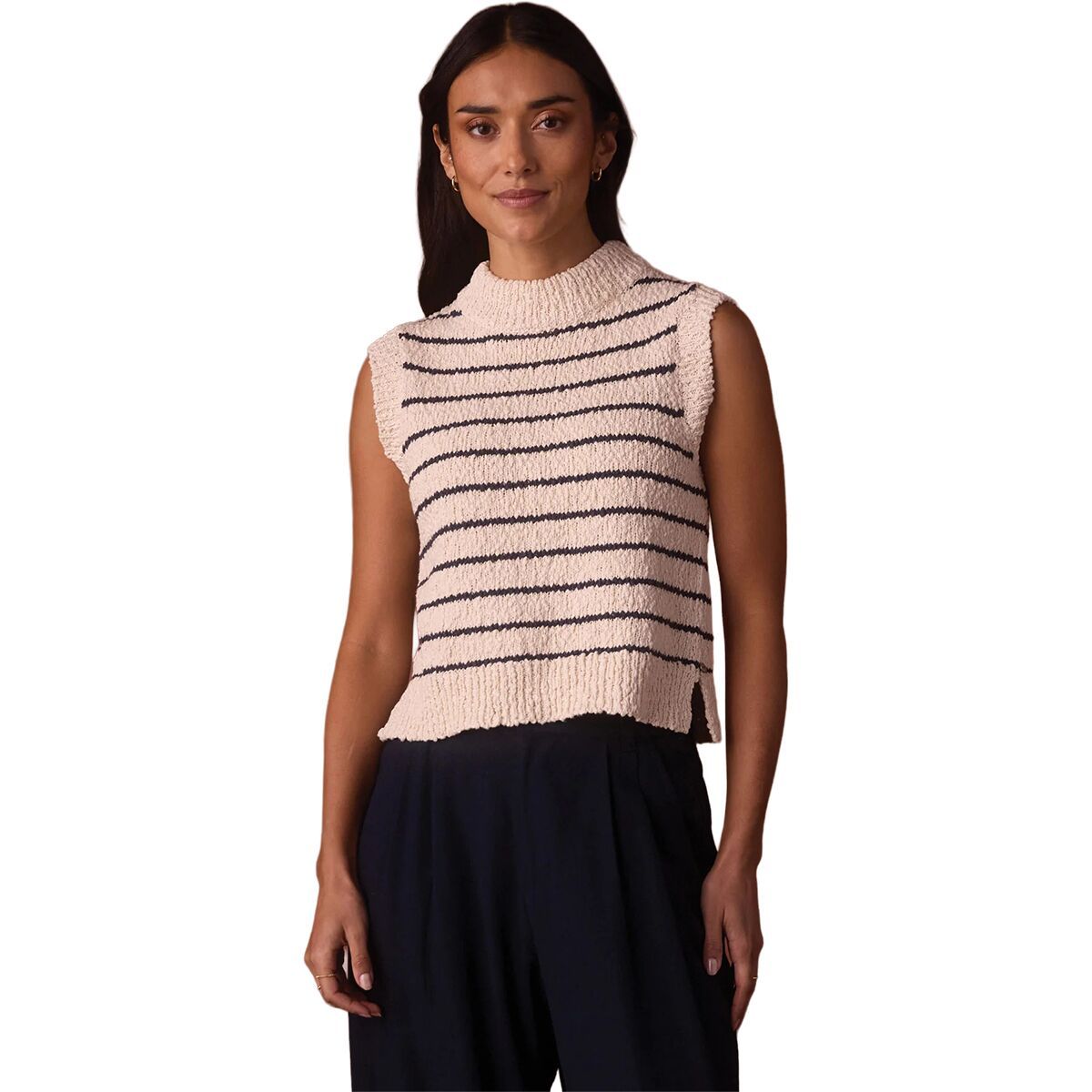 Image of The Normal Brand Louise Knit Tank Top - Women's Cream/Navy Stripe, M