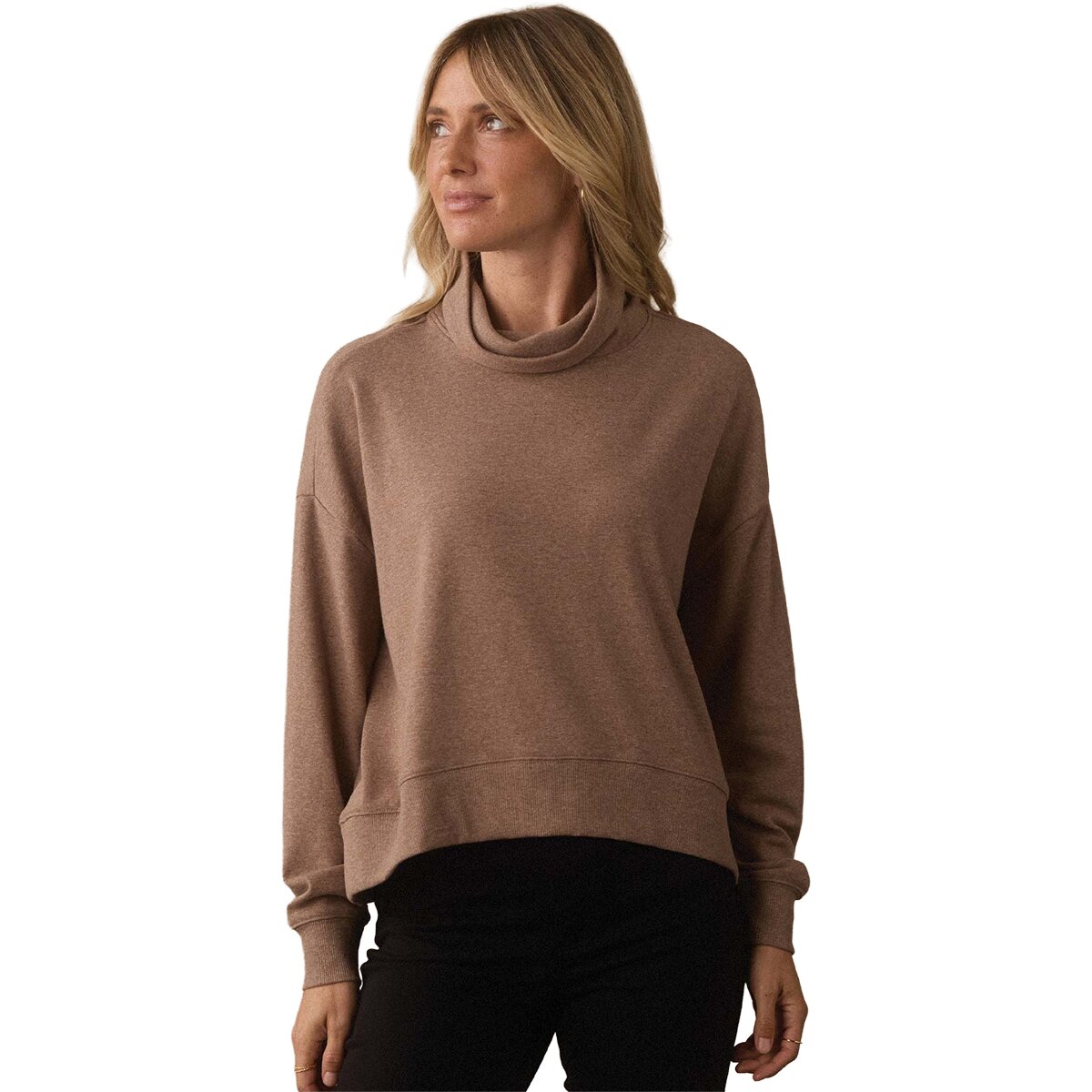 Image of The Normal Brand Puremeso Funnel Neck Pullover - Women's Taupe, M
