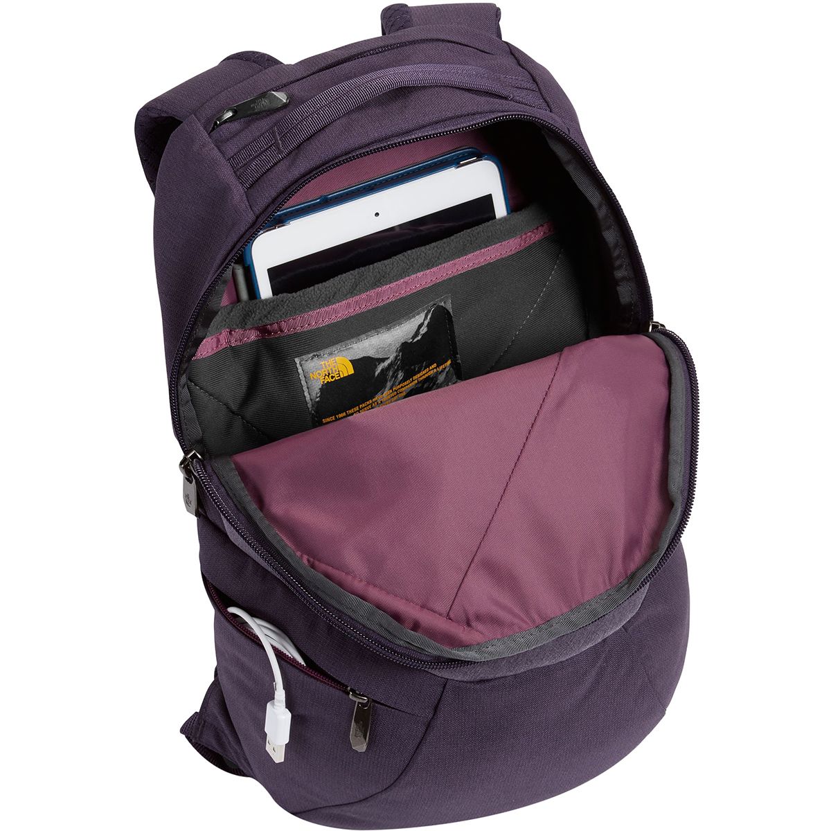 north face electra backpack eggplant The Women's Borealis Commuter Laptop Backpack, Cyber Berry/Sumac, One Size padded top grab handle for easy carrying The North Face Borealis Luxe