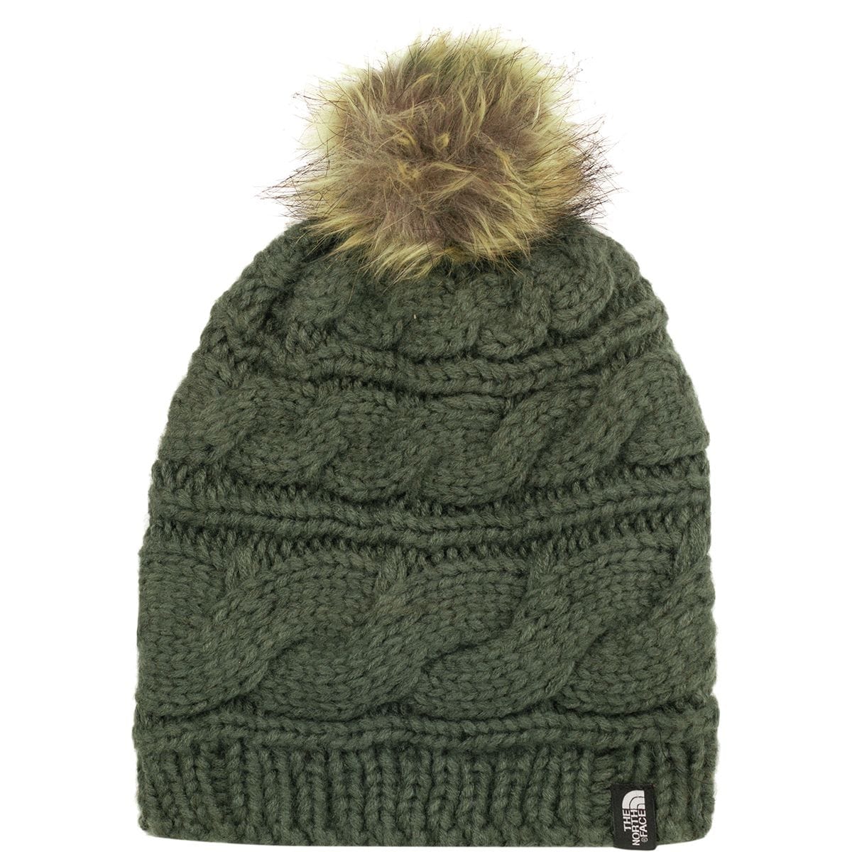 the north face women's triple cable fur pom beanie