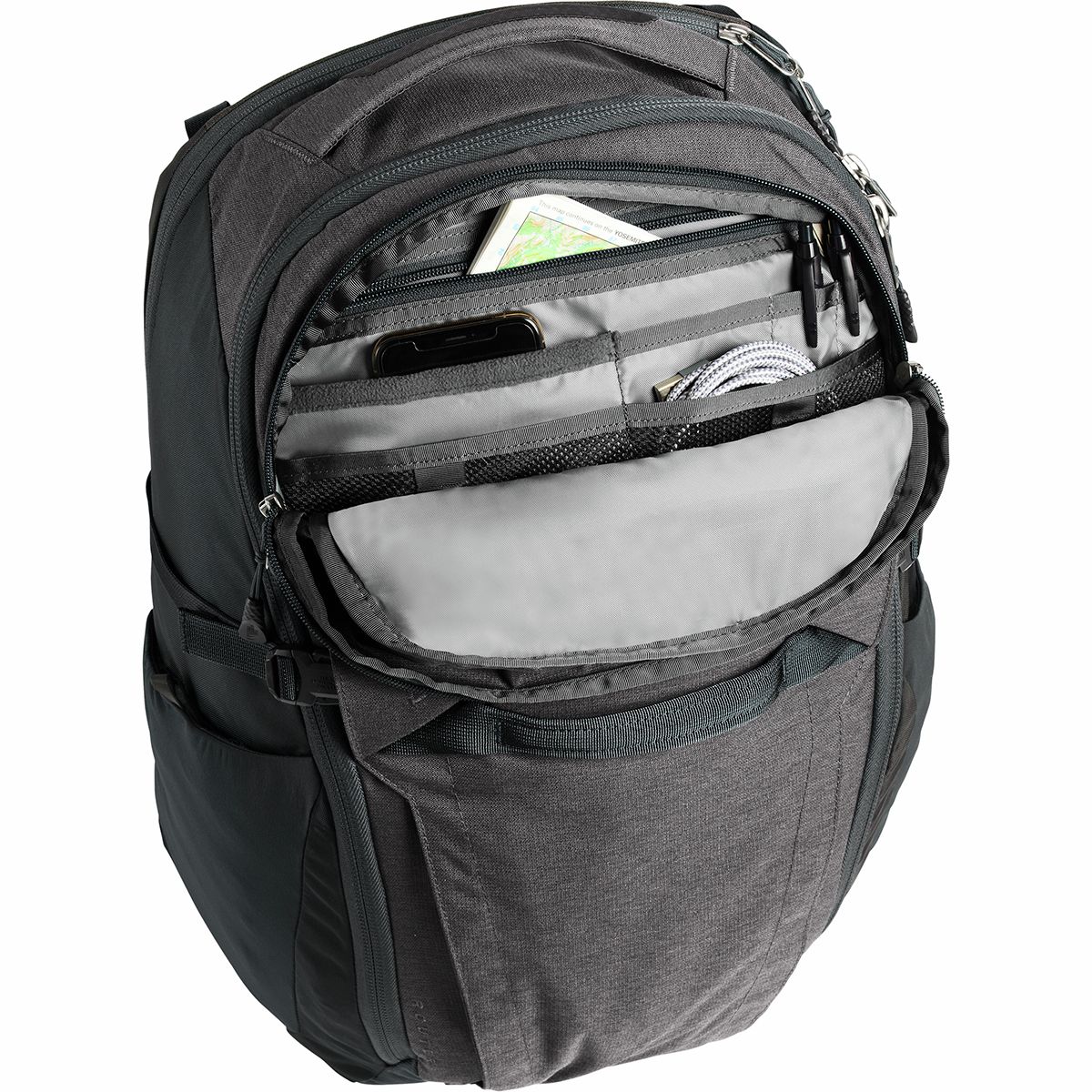 dark grey north face backpack