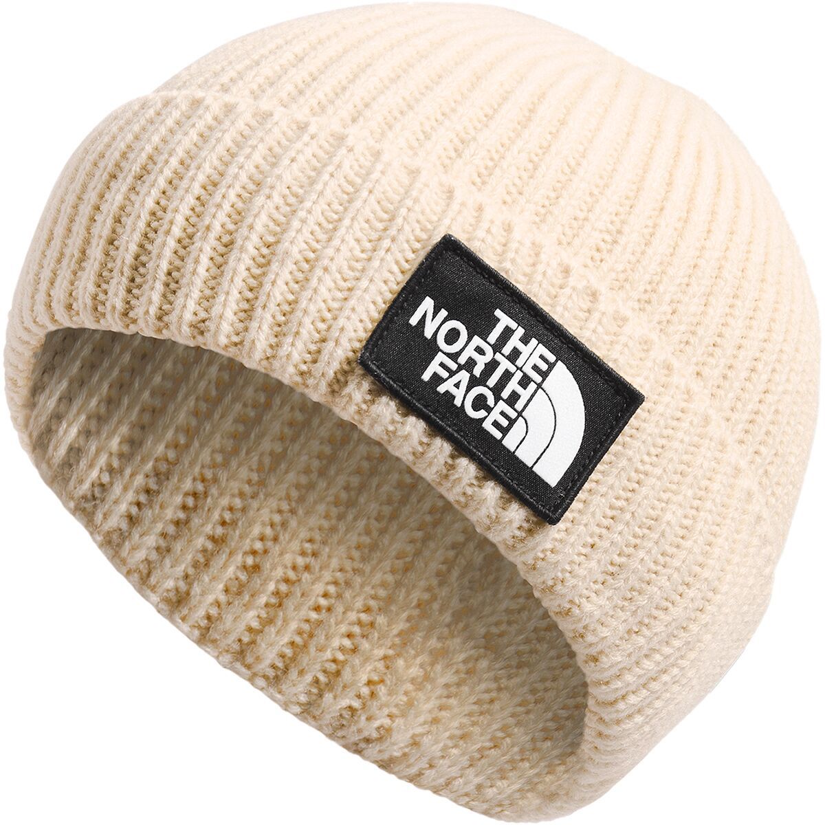 The North Face Logo Box Cuffed Beanie Bleached Sand, S