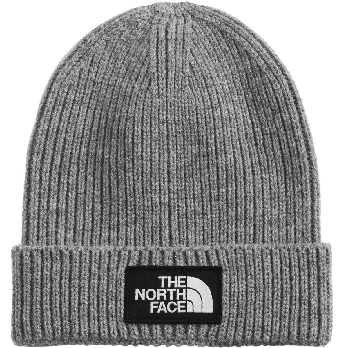 The North Face TNF Logo Box Cuffed Beanie: Medium Grey Heather