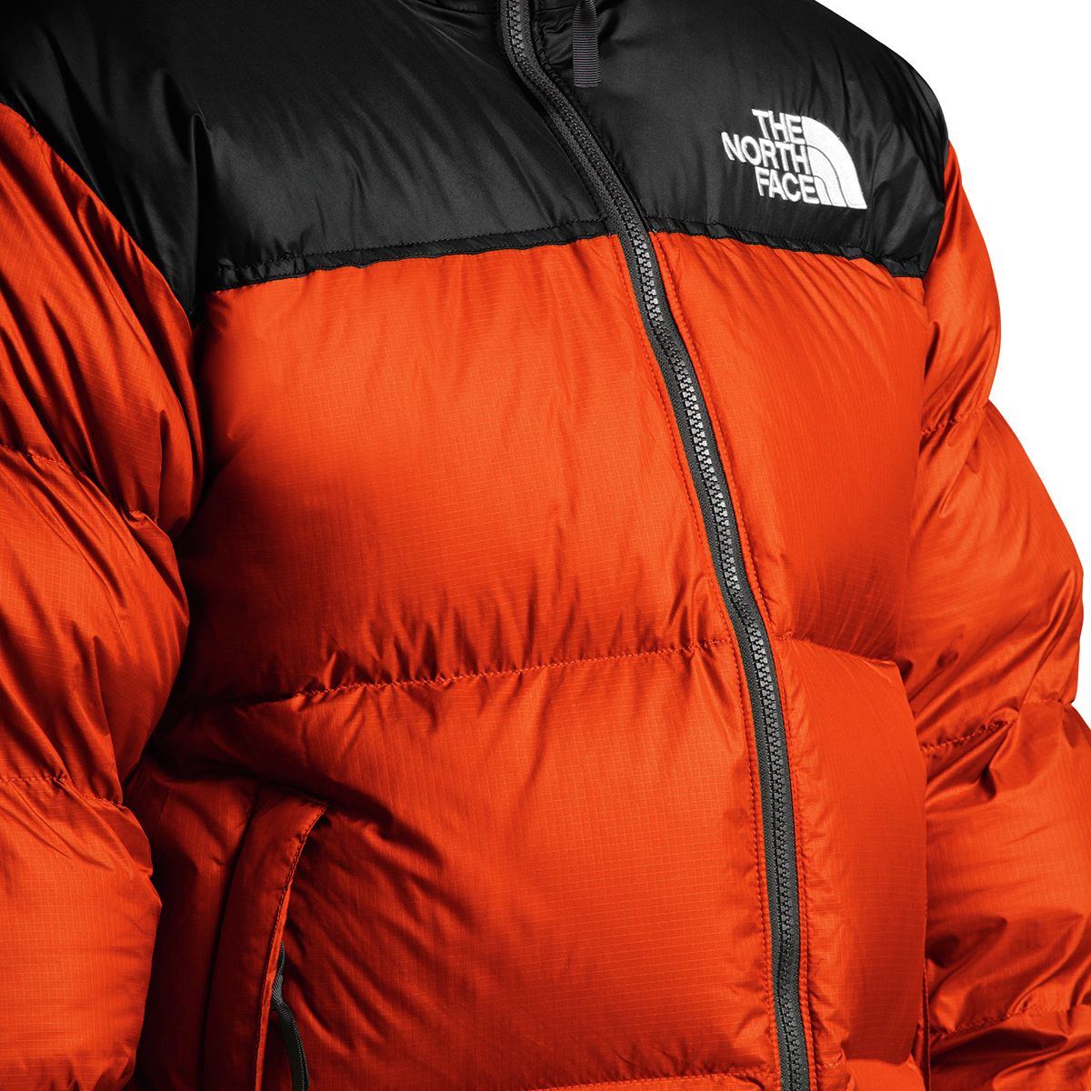 north face orange nuptse