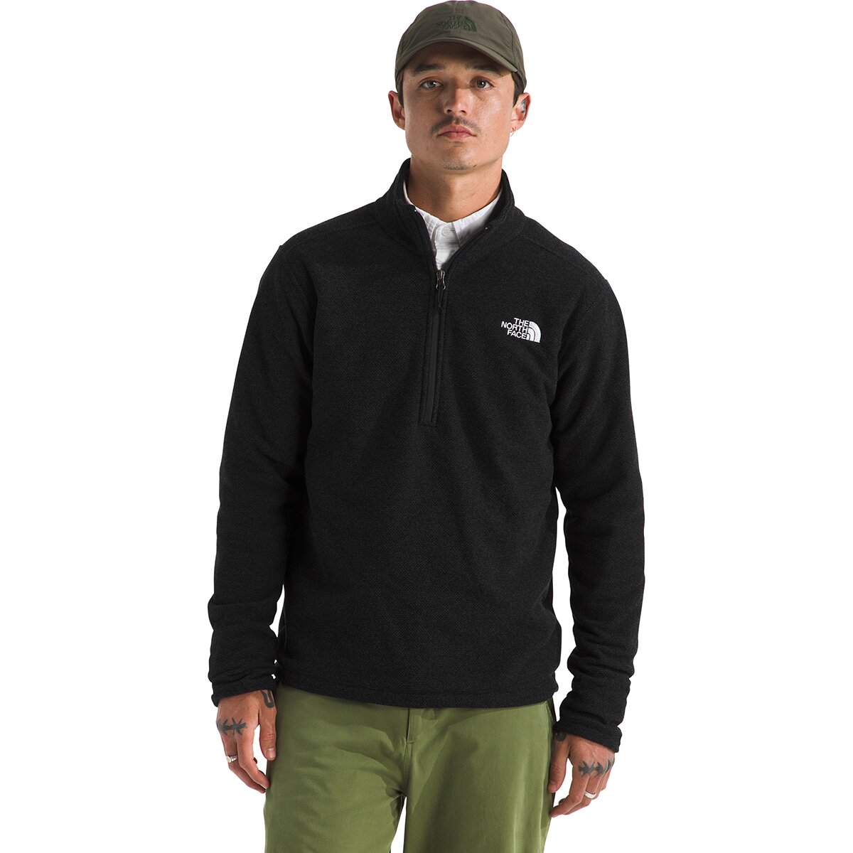 Image of The North Face Textured Cap Rock 1/4-Zip Fleece Jacket - Men's TNF Black Heather, L