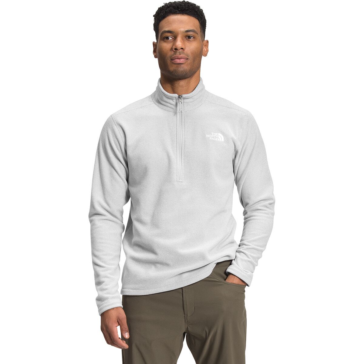 Image of The North Face Textured Cap Rock 1/4-Zip Fleece Jacket - Men's TNF Light Grey Heather, L
