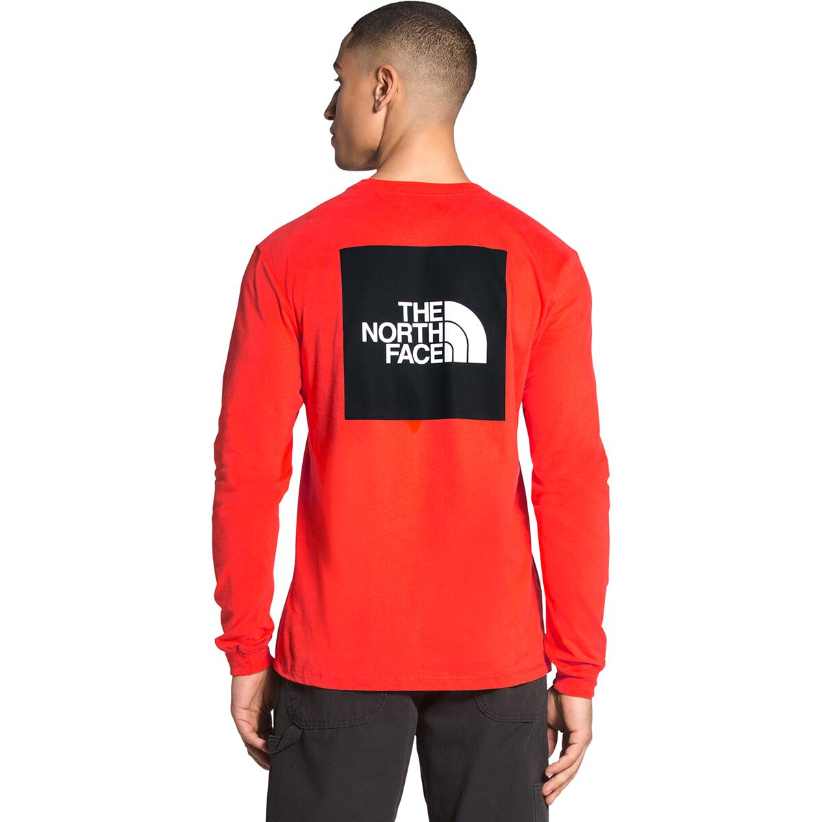 north face long sleeve red box tee