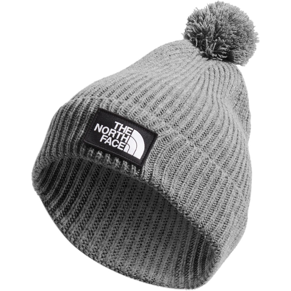 The North Face TNF Logo Box Pom Beanie: Medium Grey Heather