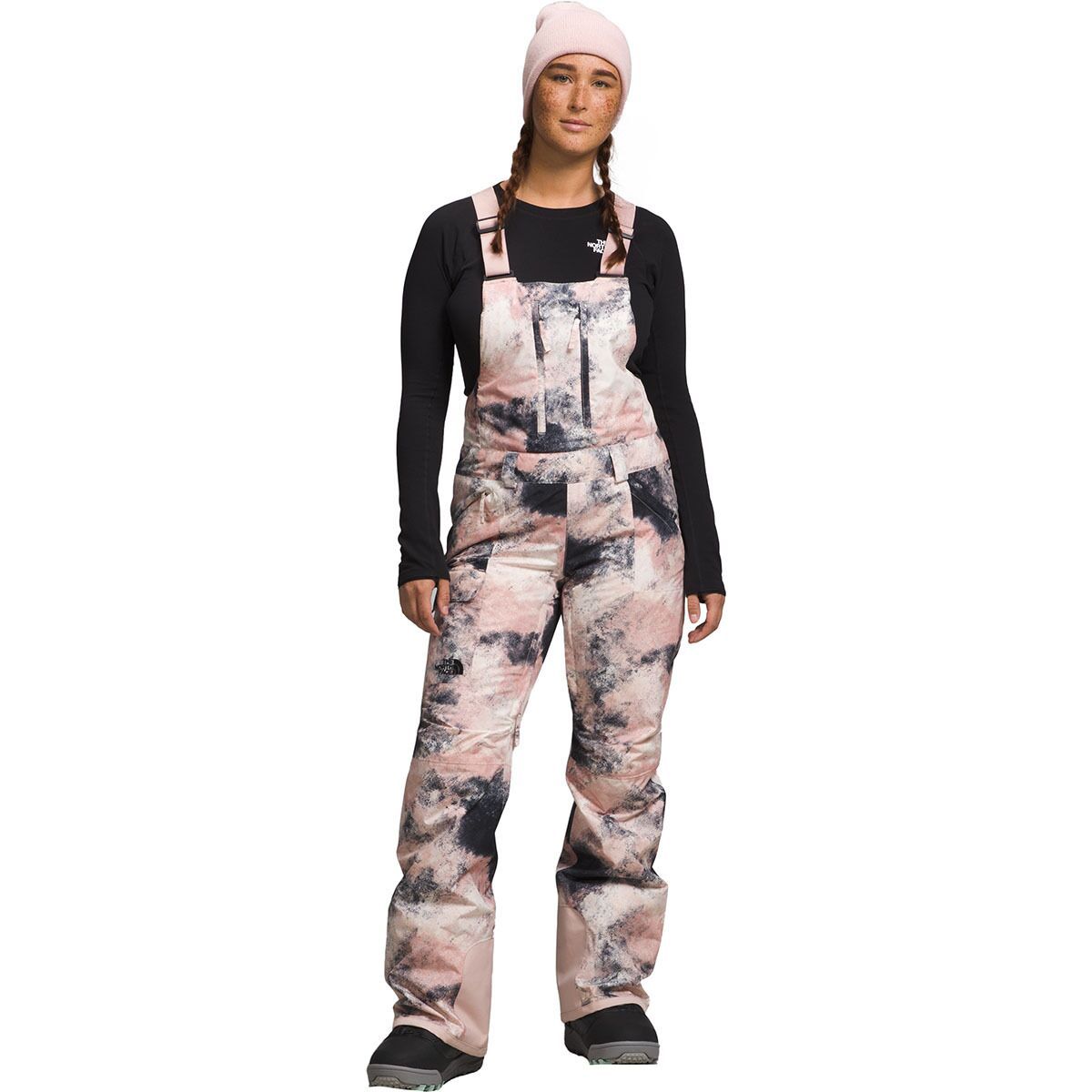 The North Face Freedom Insulated Bib Pant - Women's Pink Moss Faded Dye Camo Print, XL/Long