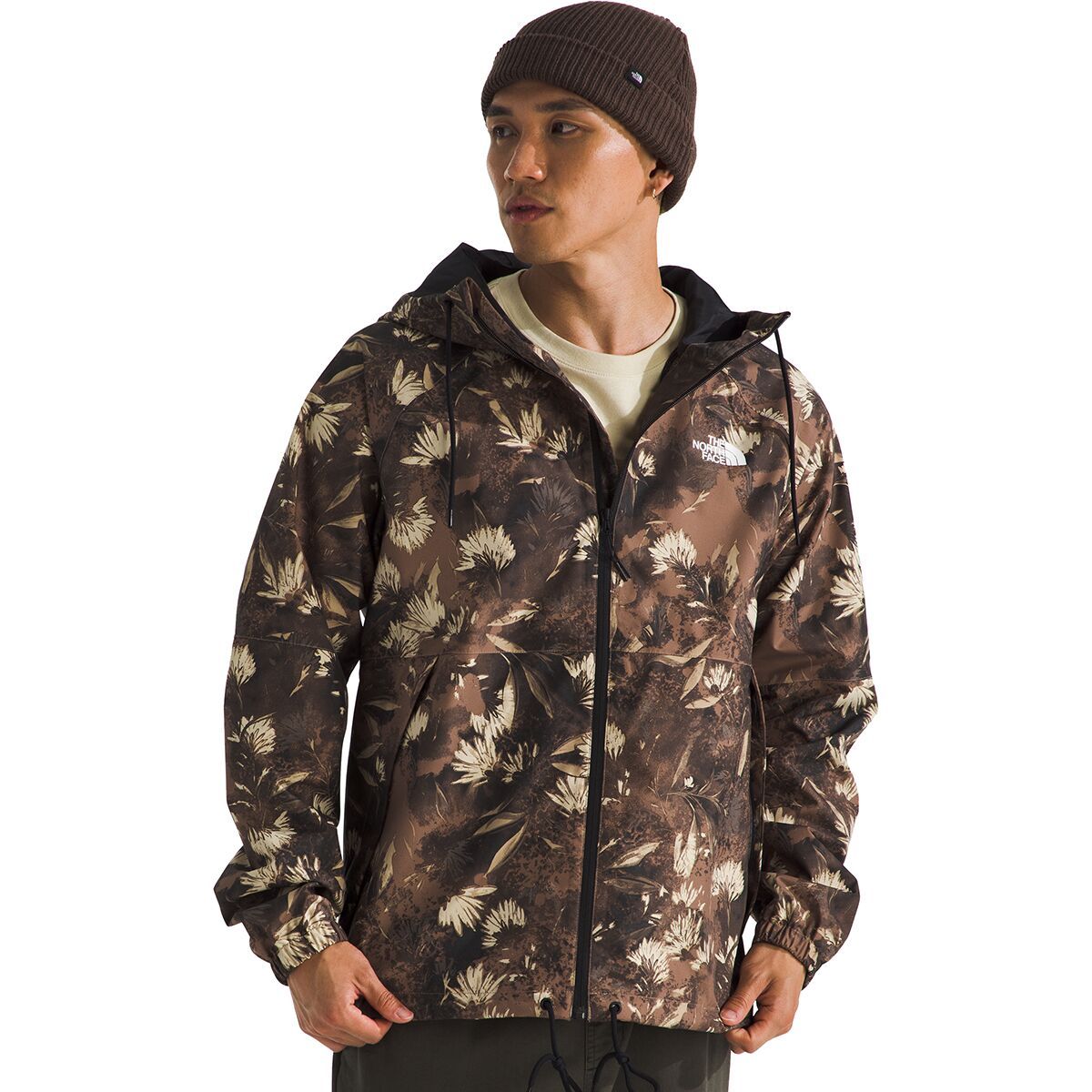 Image of The North Face Antora Rain Hooded Jacket - Men's Latte Prairie Flowers Print, M