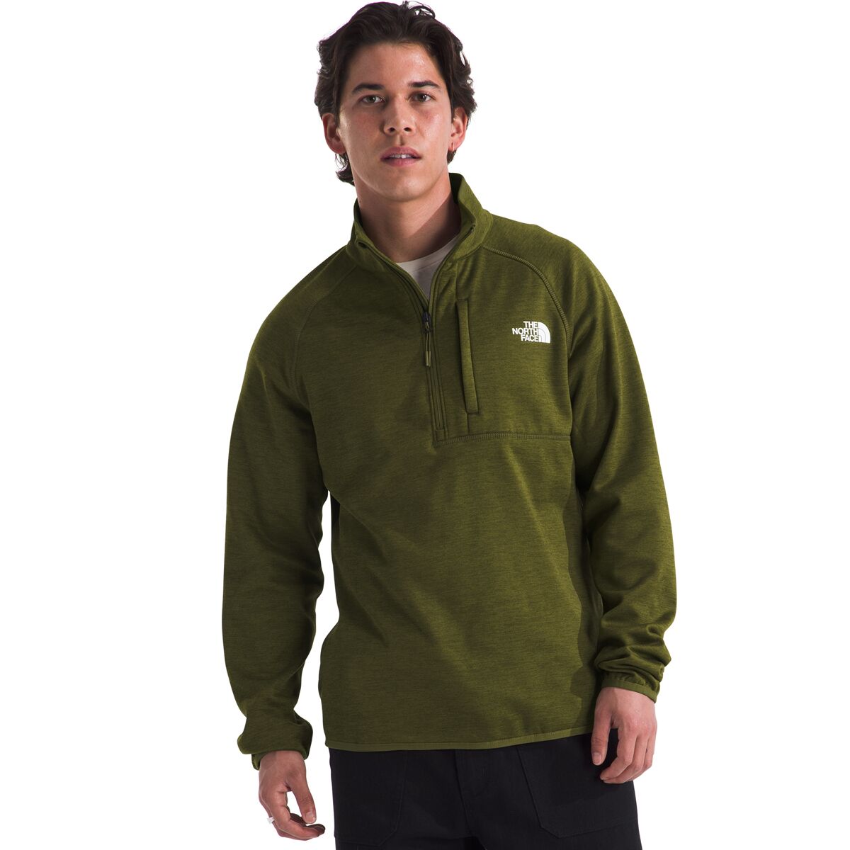Image of The North Face Canyonlands 1/2-Zip Pullover Fleece Jacket - Men's Forest Olive Heather, S