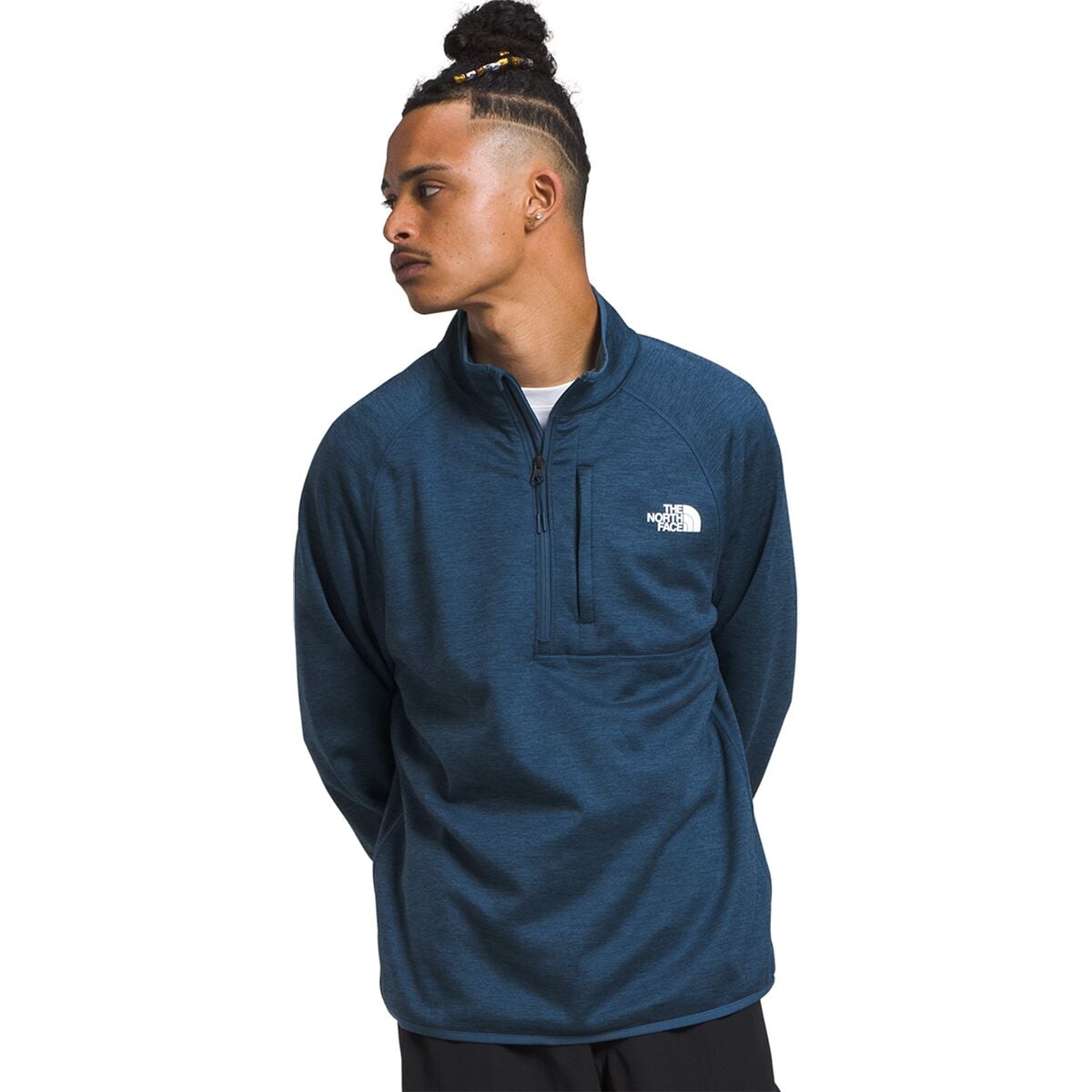 Image of The North Face Canyonlands 1/2-Zip Pullover Fleece Jacket - Men's Shady Blue Heather/NPF, L