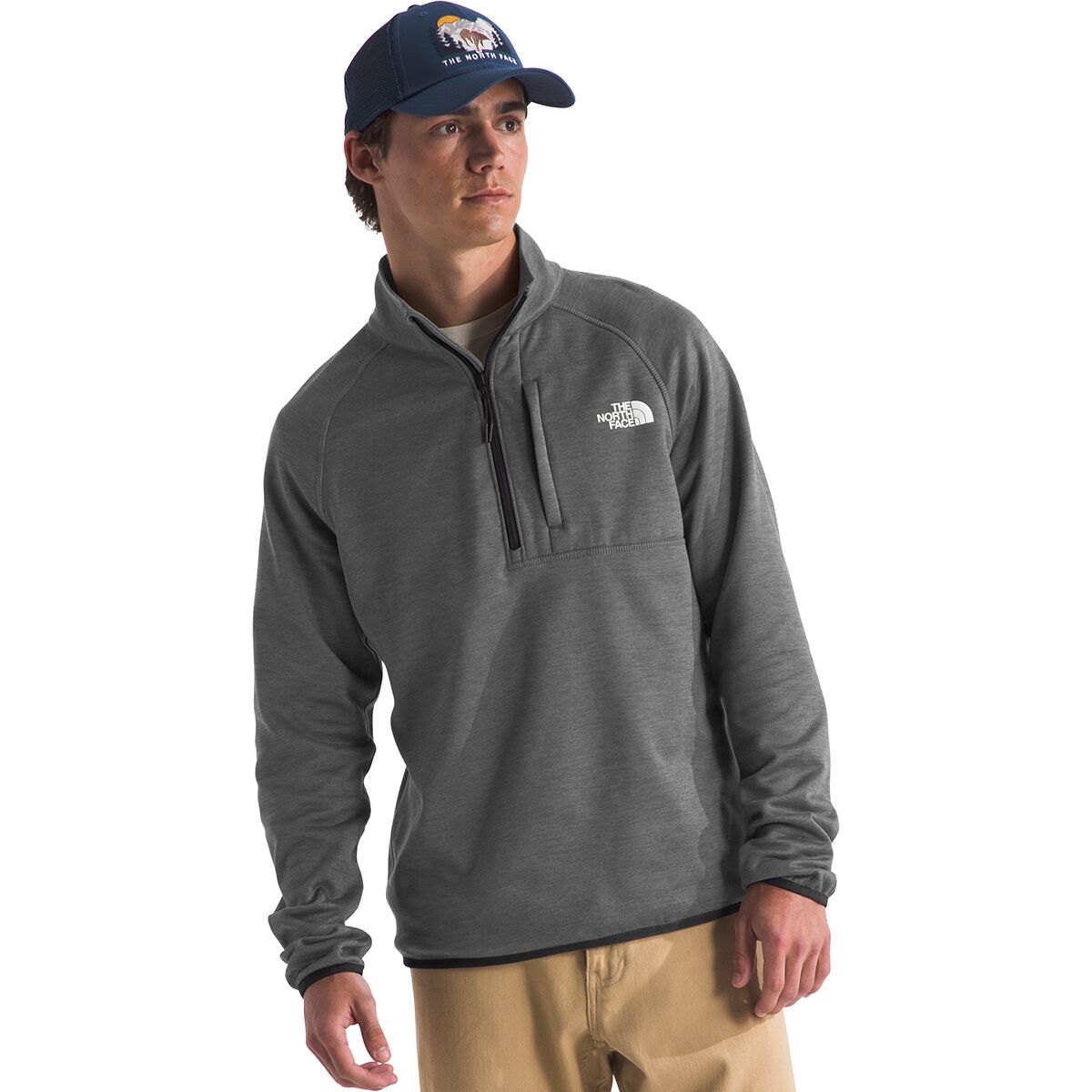 Image of The North Face Canyonlands 1/2-Zip Pullover Fleece Jacket - Men's TNF Medium Grey Heather/NPF, L