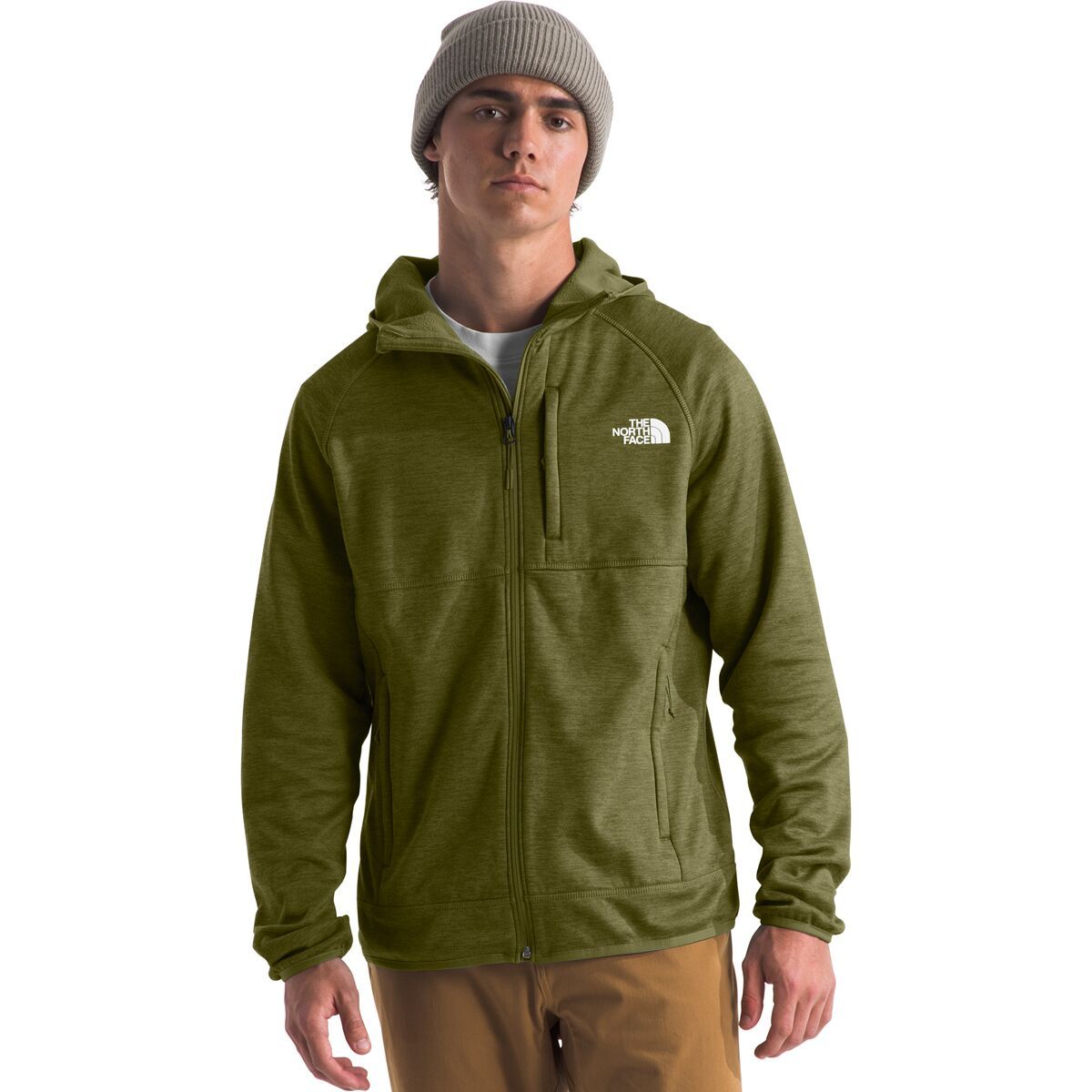 Image of The North Face Canyonlands Hooded Fleece Jacket - Men's Forest Olive Heather/NPF, L