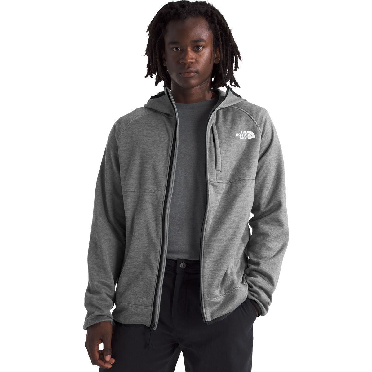 Image of The North Face Canyonlands Hooded Fleece Jacket - Men's TNF Medium Grey Heather/NPF, L