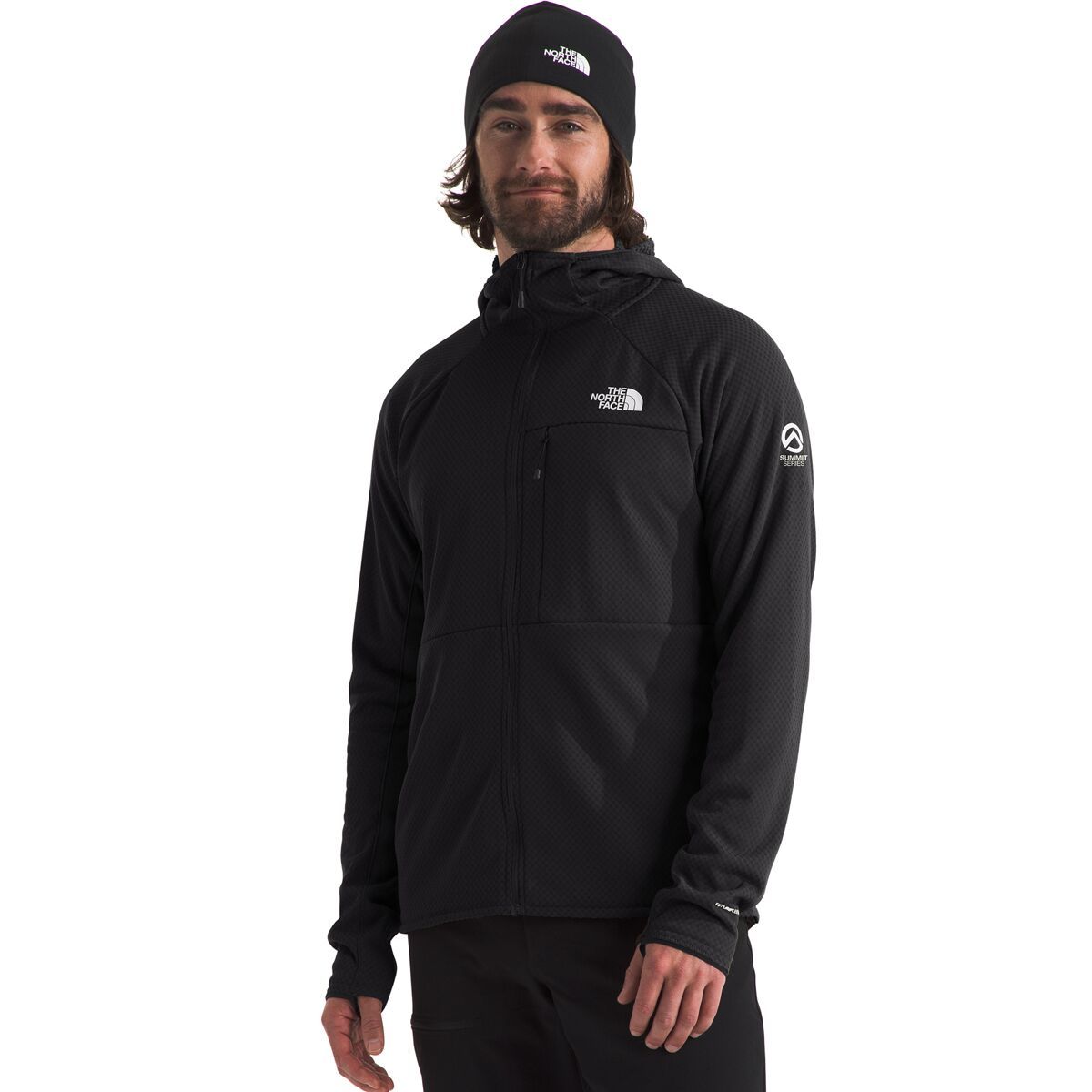 Image of The North Face Summit FUTUREFLEECE Full-Zip Hooded Jacket - Men's TNF Black/NPF, XL